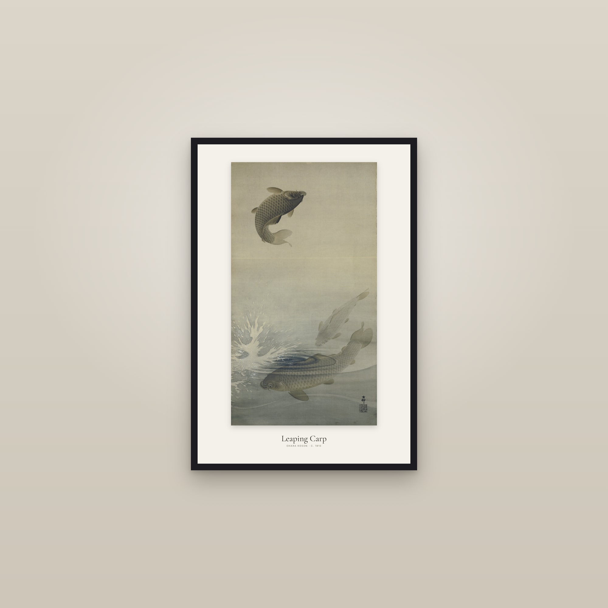 Leaping Carp — framed in a gallery setting