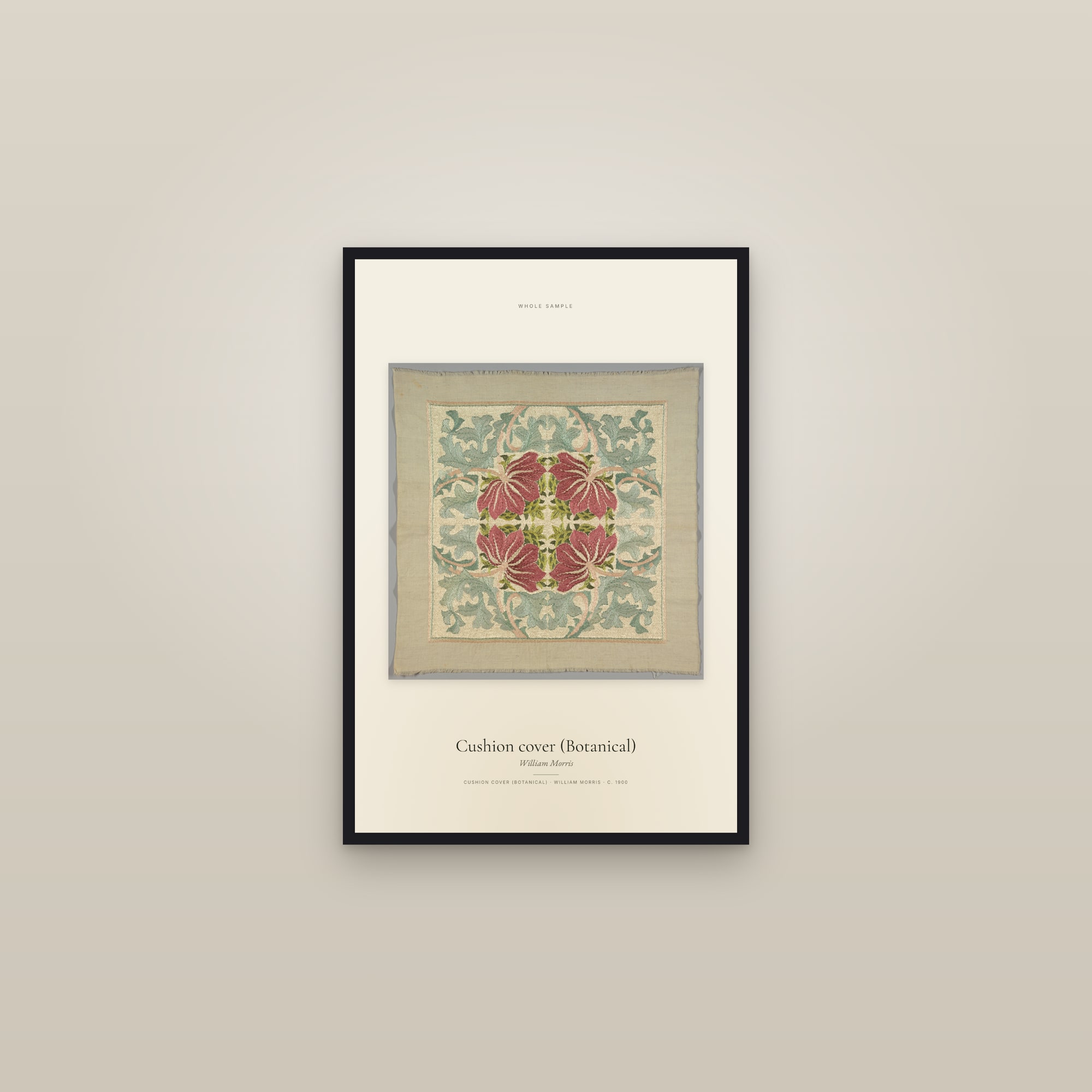 Cushion cover (Botanical) — framed in a gallery setting