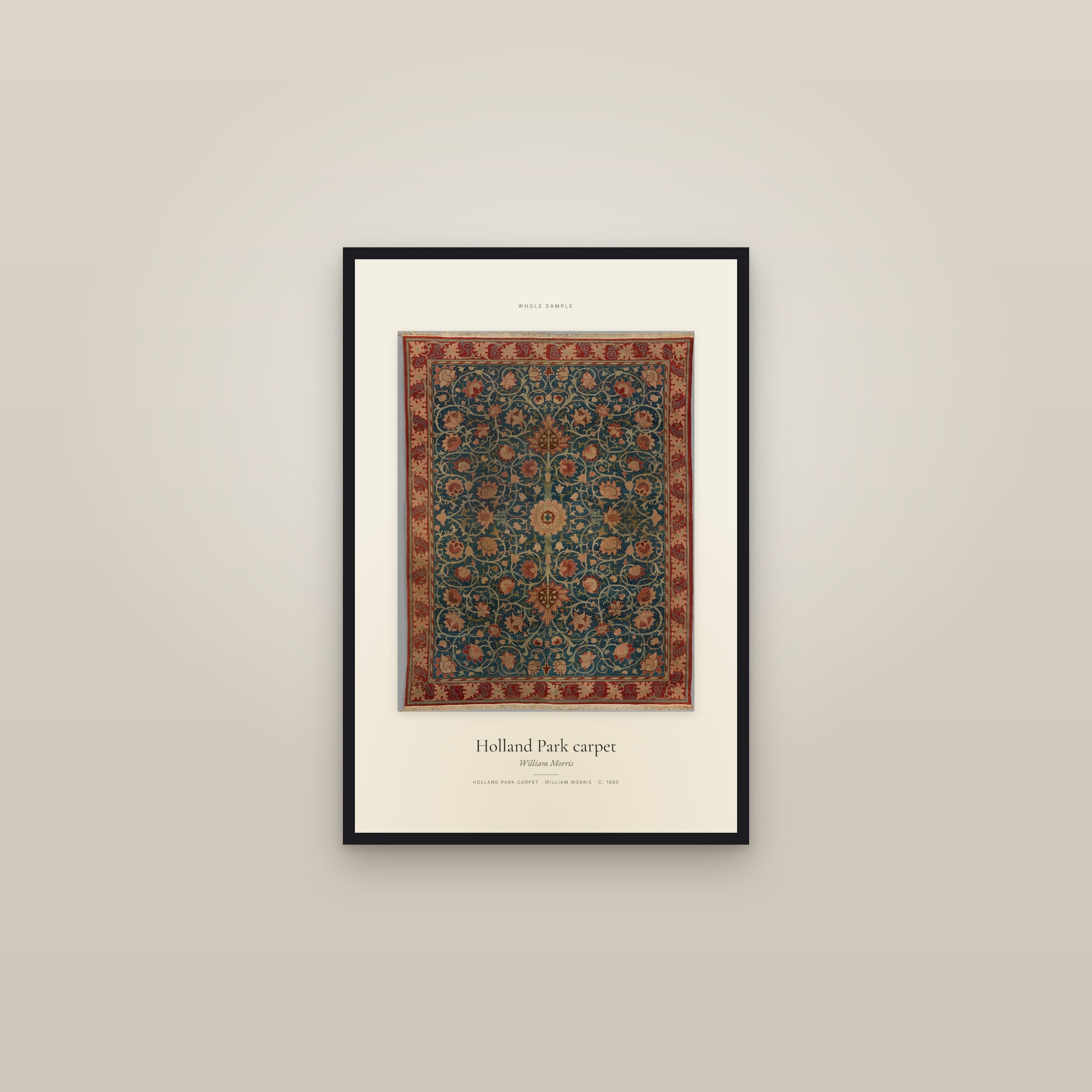 Holland Park carpet — framed in a gallery setting