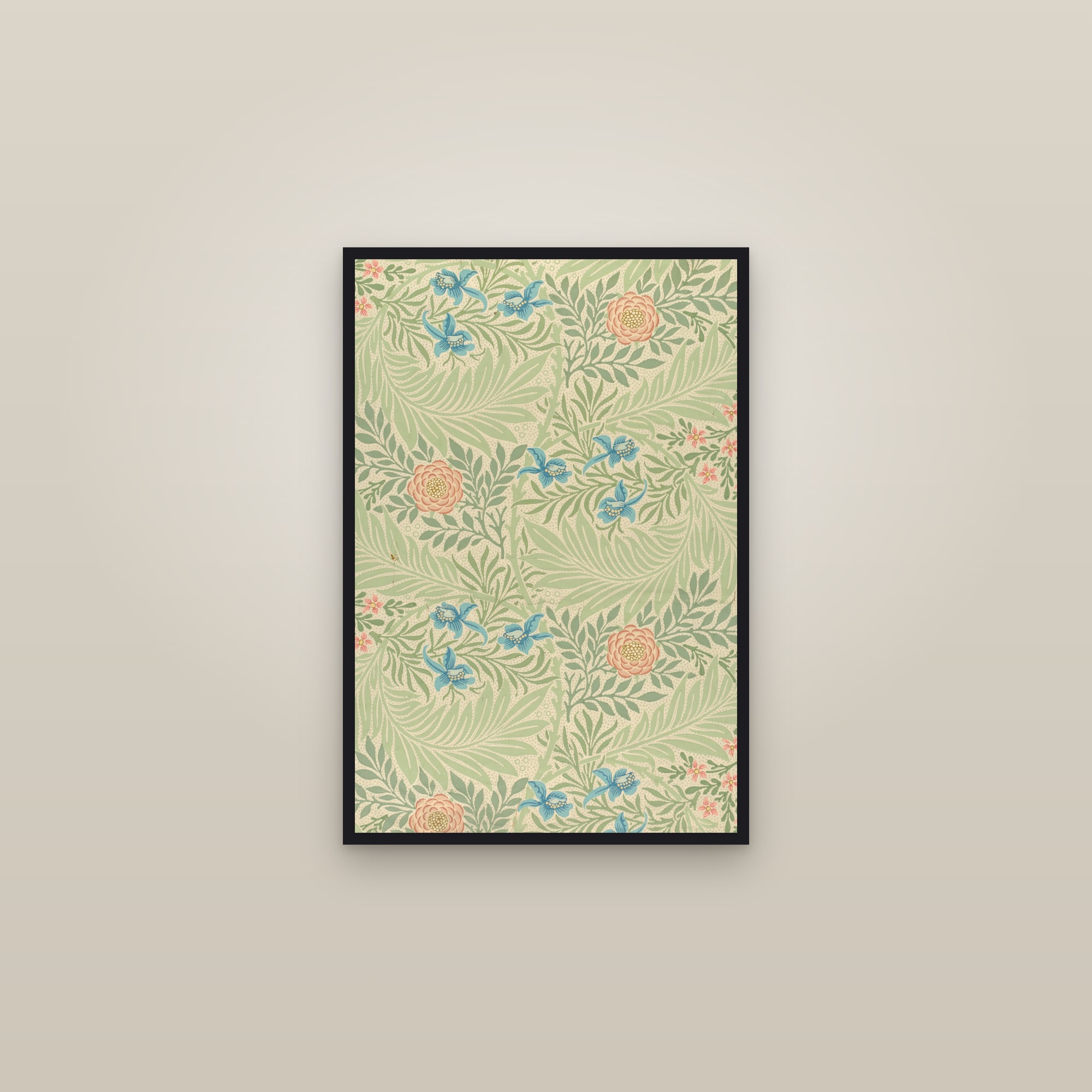 Larkspur — framed in a gallery setting