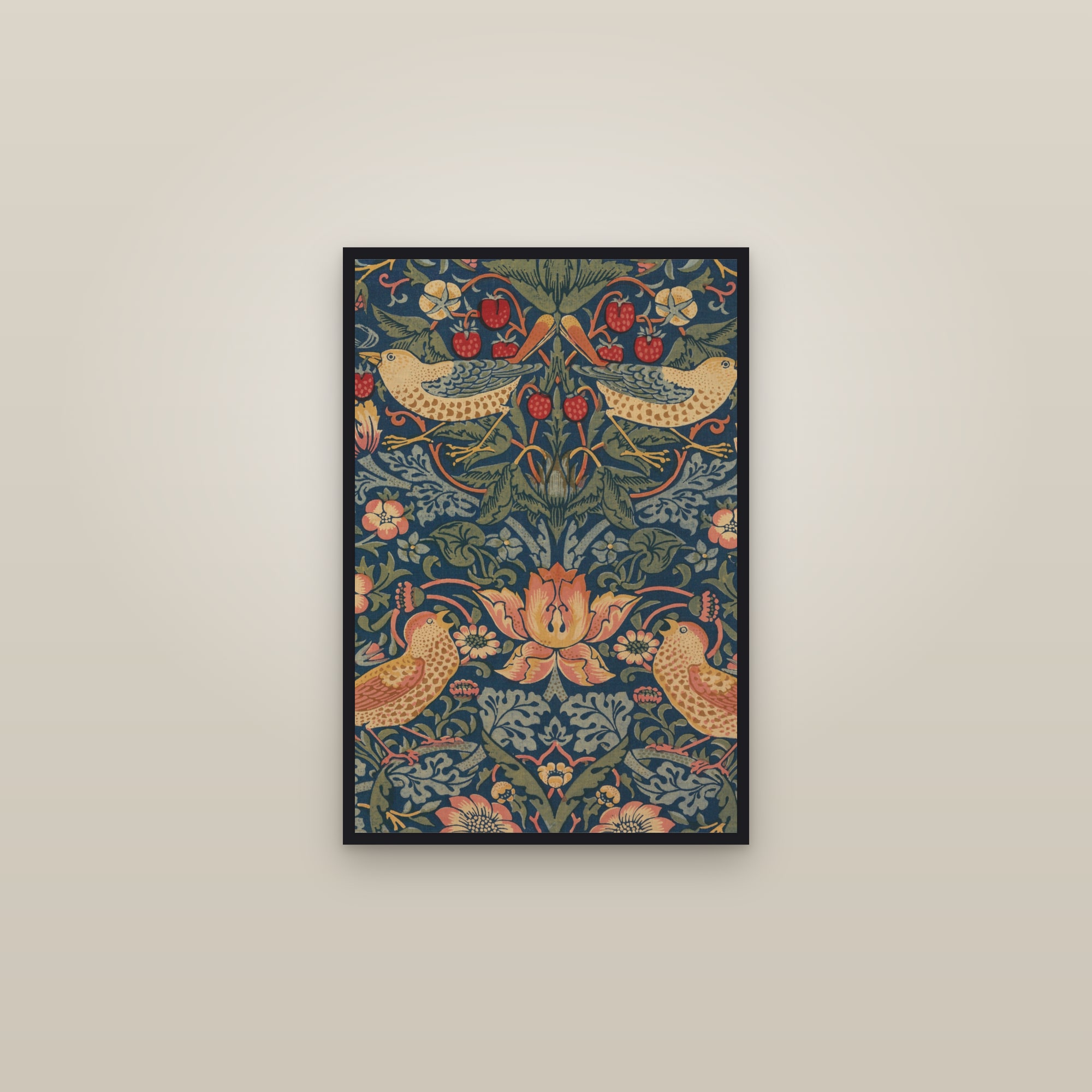 Strawberry Thief — framed in a gallery setting