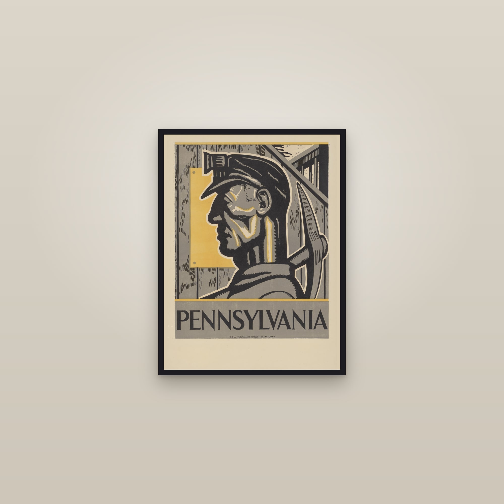 Pennsylvania (Coal Miner) — Coal Miner — framed in a gallery setting