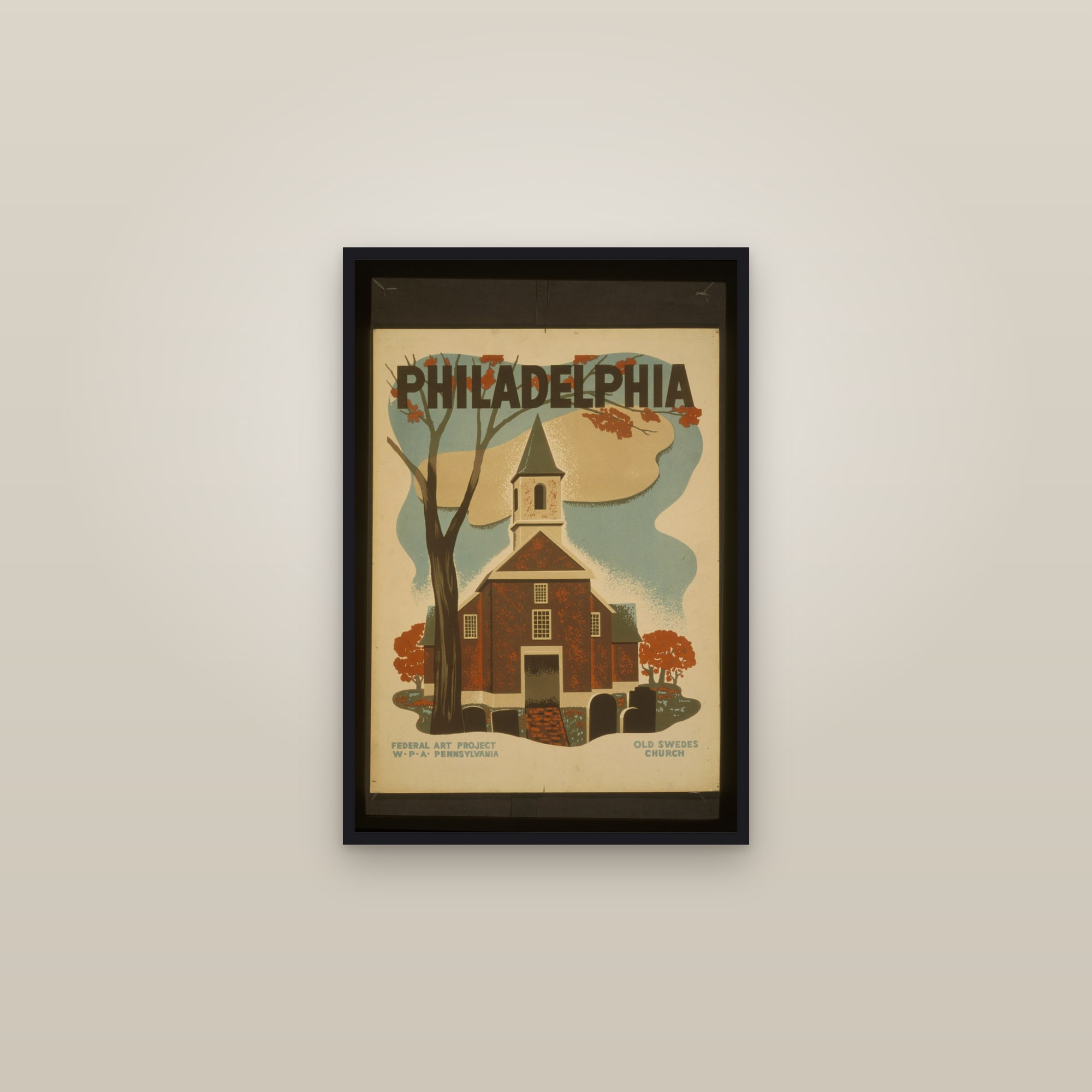 Philadelphia (Old Swedes Church) — Old Swedes Church — framed in a gallery setting