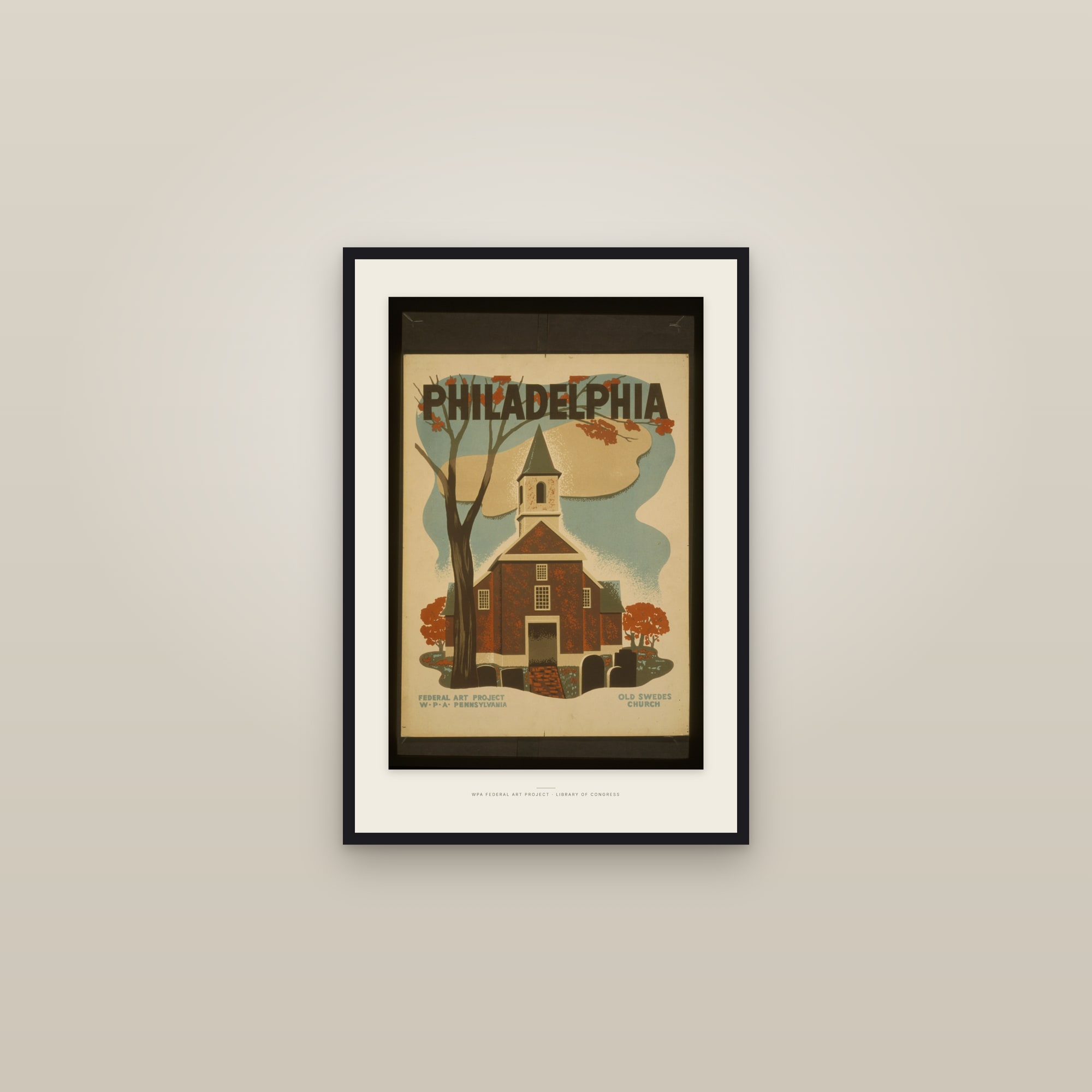 Philadelphia (Old Swedes Church) — Old Swedes Church — framed in a gallery setting