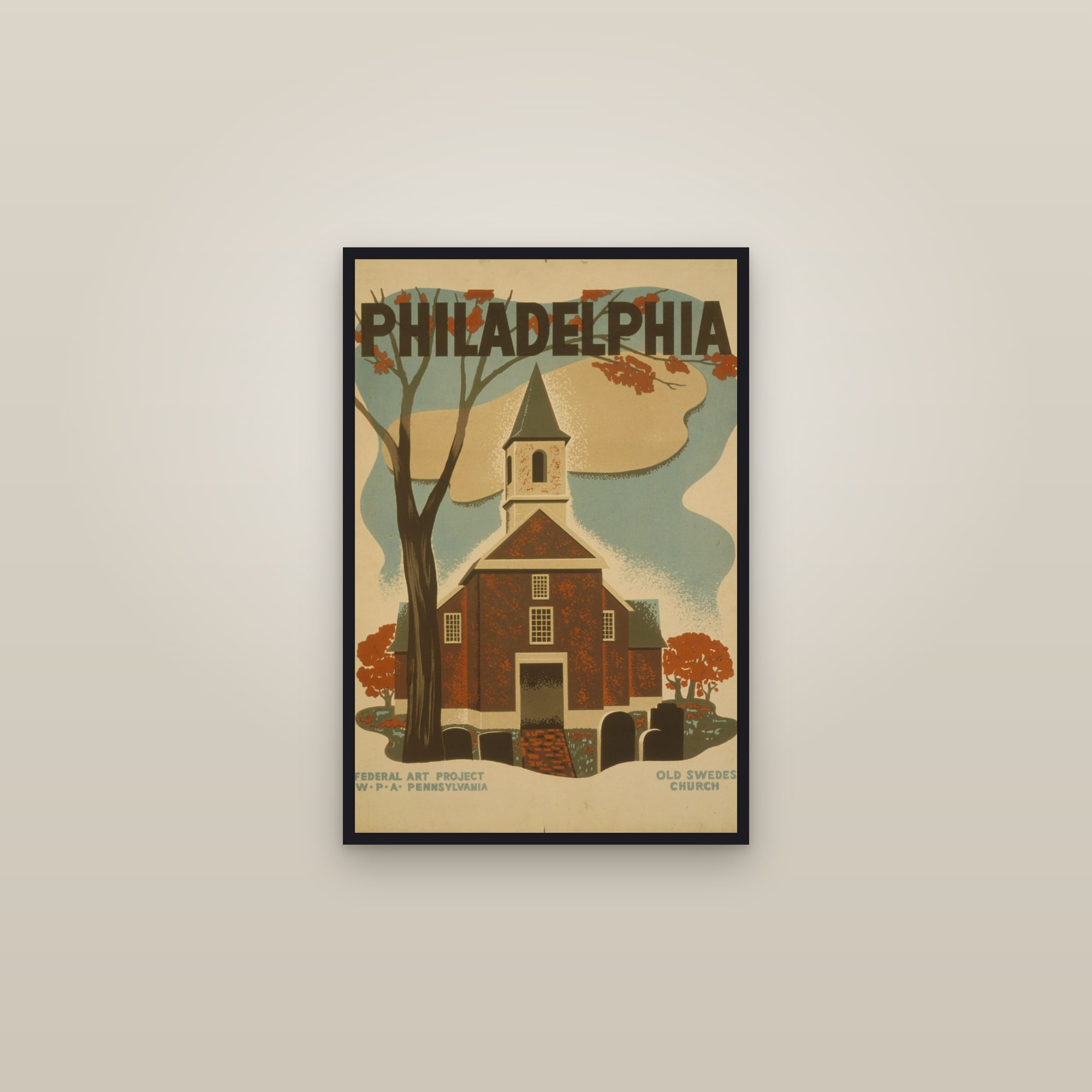 Philadelphia (Old Swedes Church) — Old Swedes Church — framed in a gallery setting