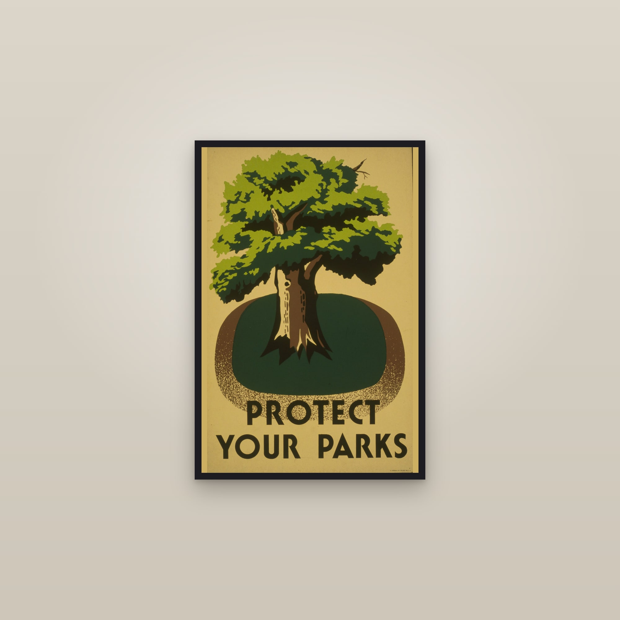 Protect Your Parks — framed in a gallery setting
