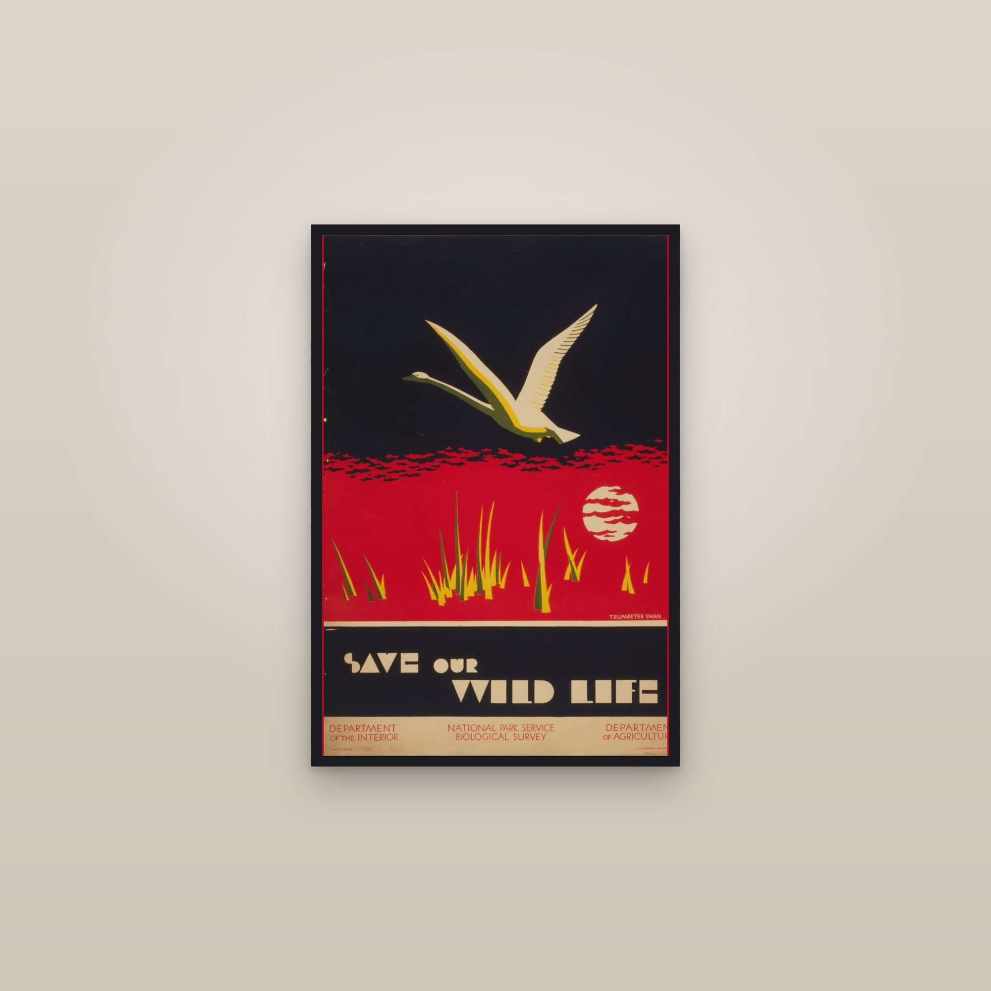 Save Our Wild Life — framed in a gallery setting