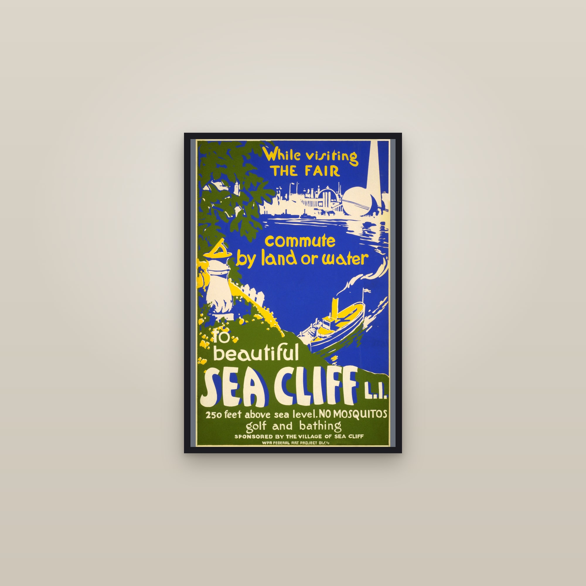 Beautiful Sea Cliff, Long Island — framed in a gallery setting