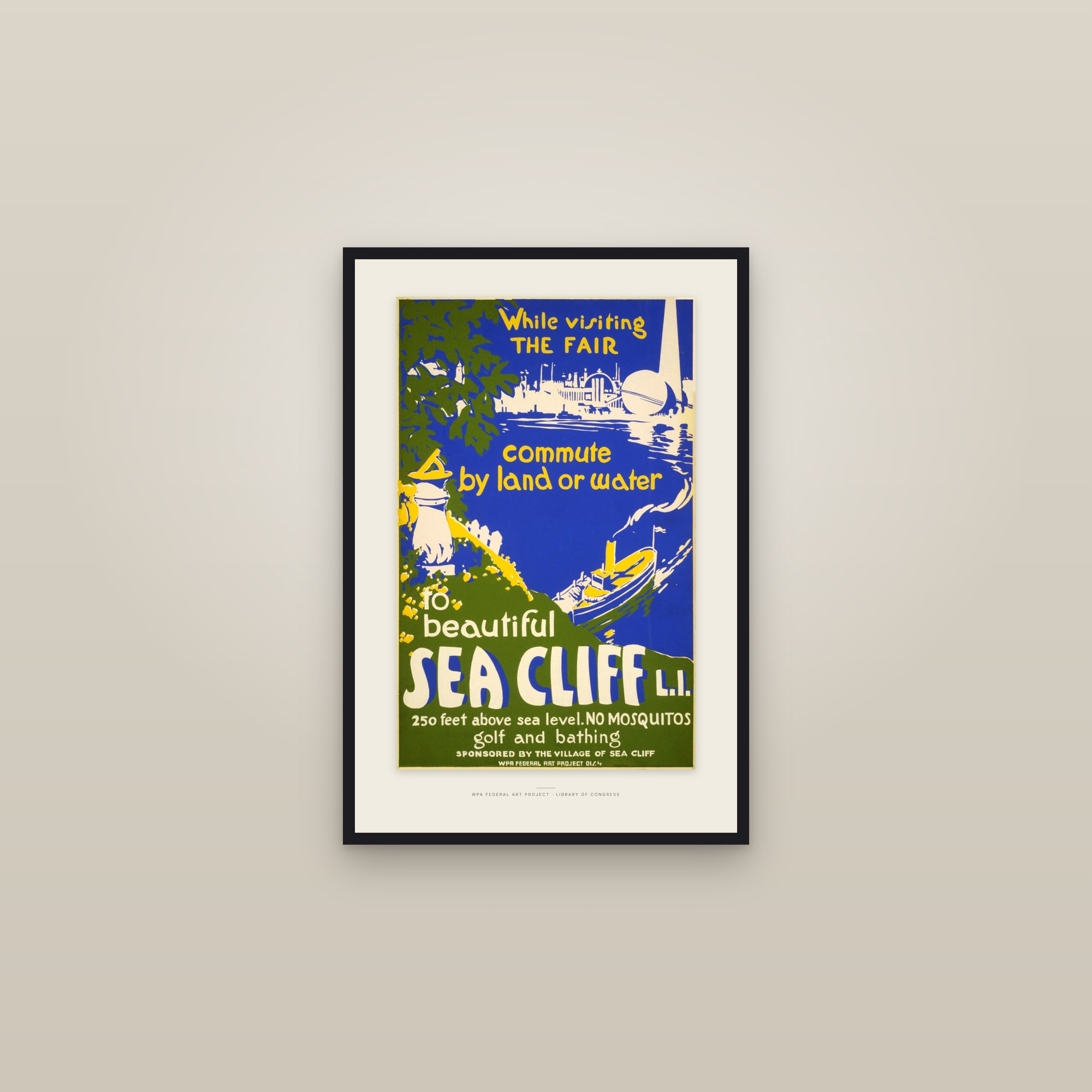 Beautiful Sea Cliff, Long Island — framed in a gallery setting