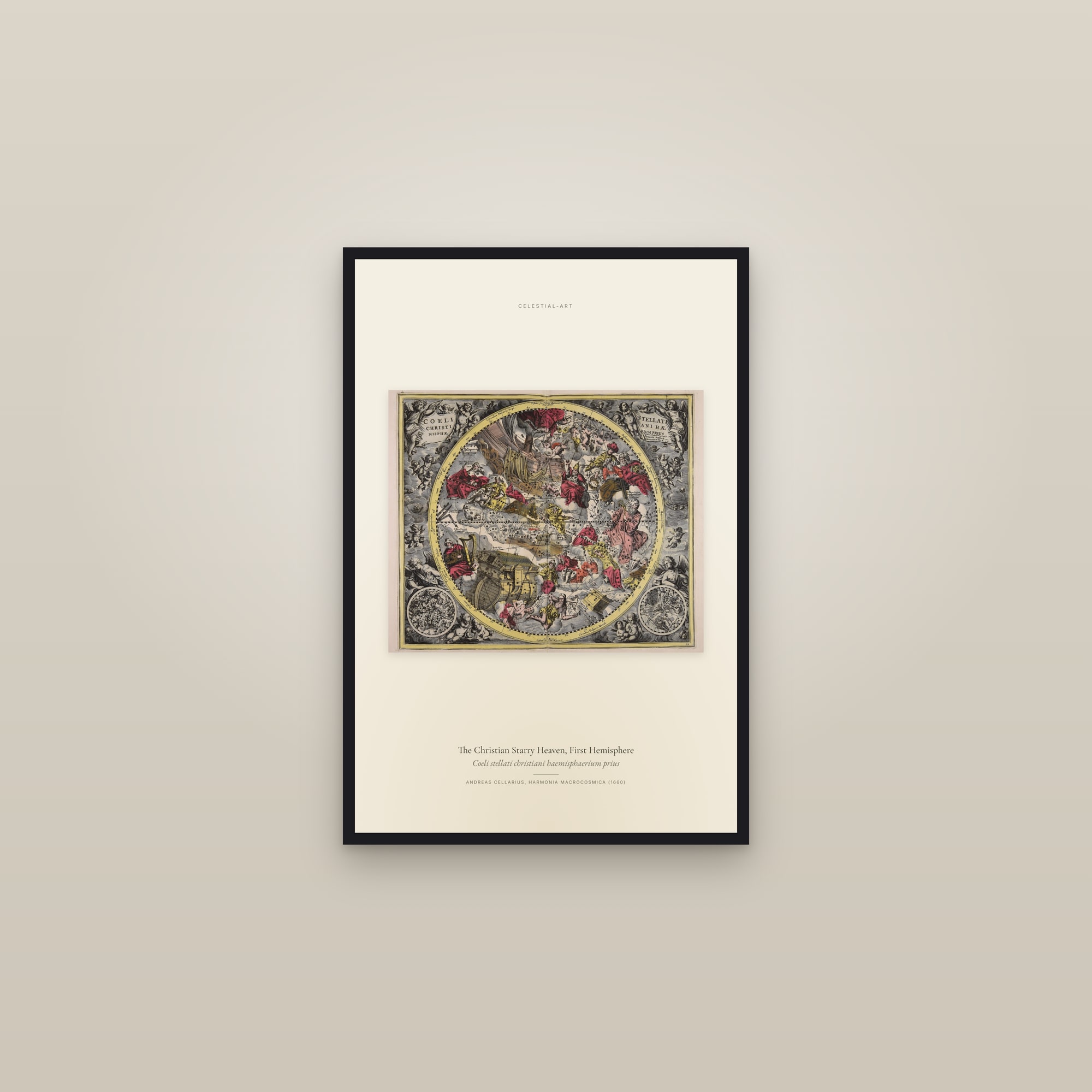 The Christian Starry Heaven, First Hemisphere — framed in a gallery setting