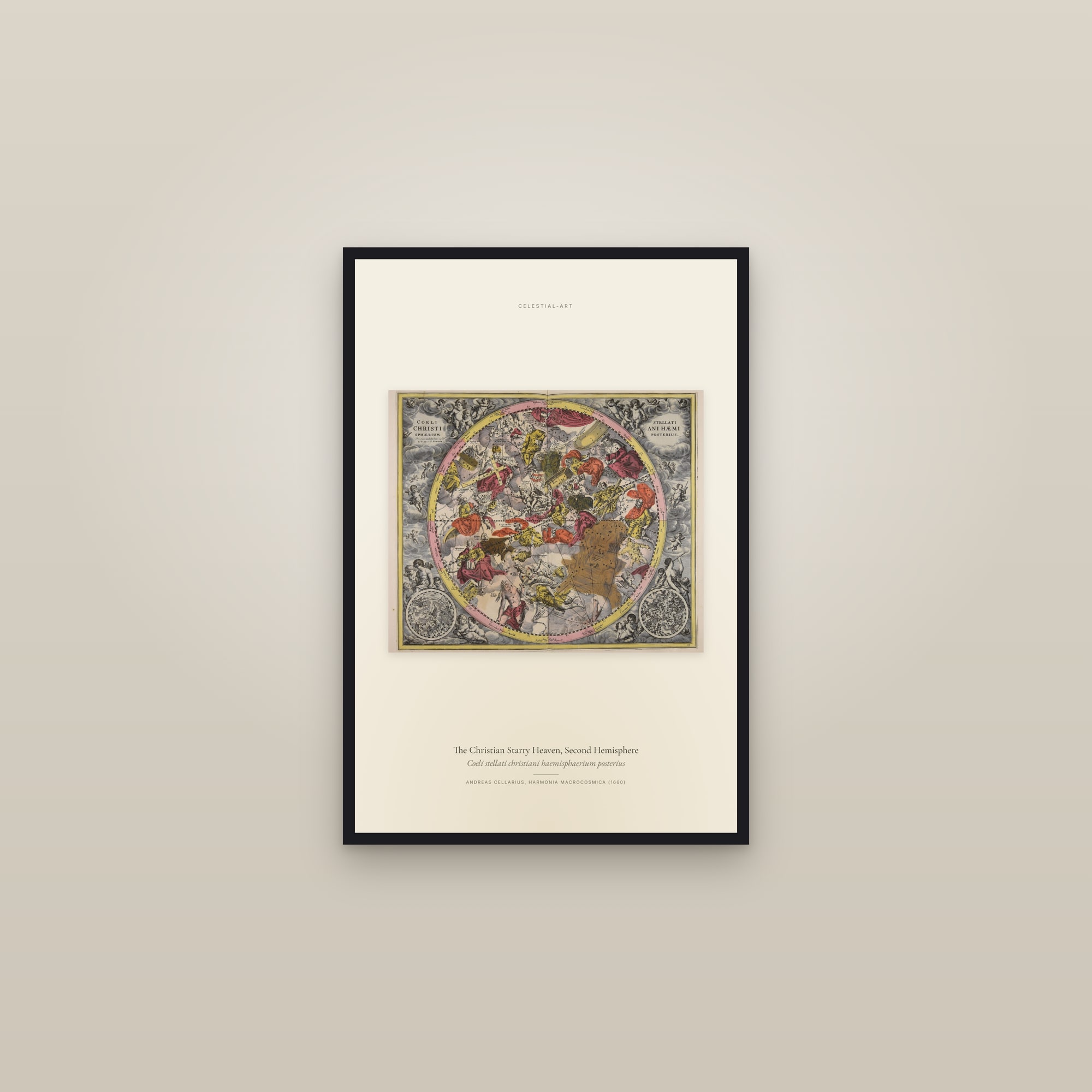 The Christian Starry Heaven, Second Hemisphere — framed in a gallery setting