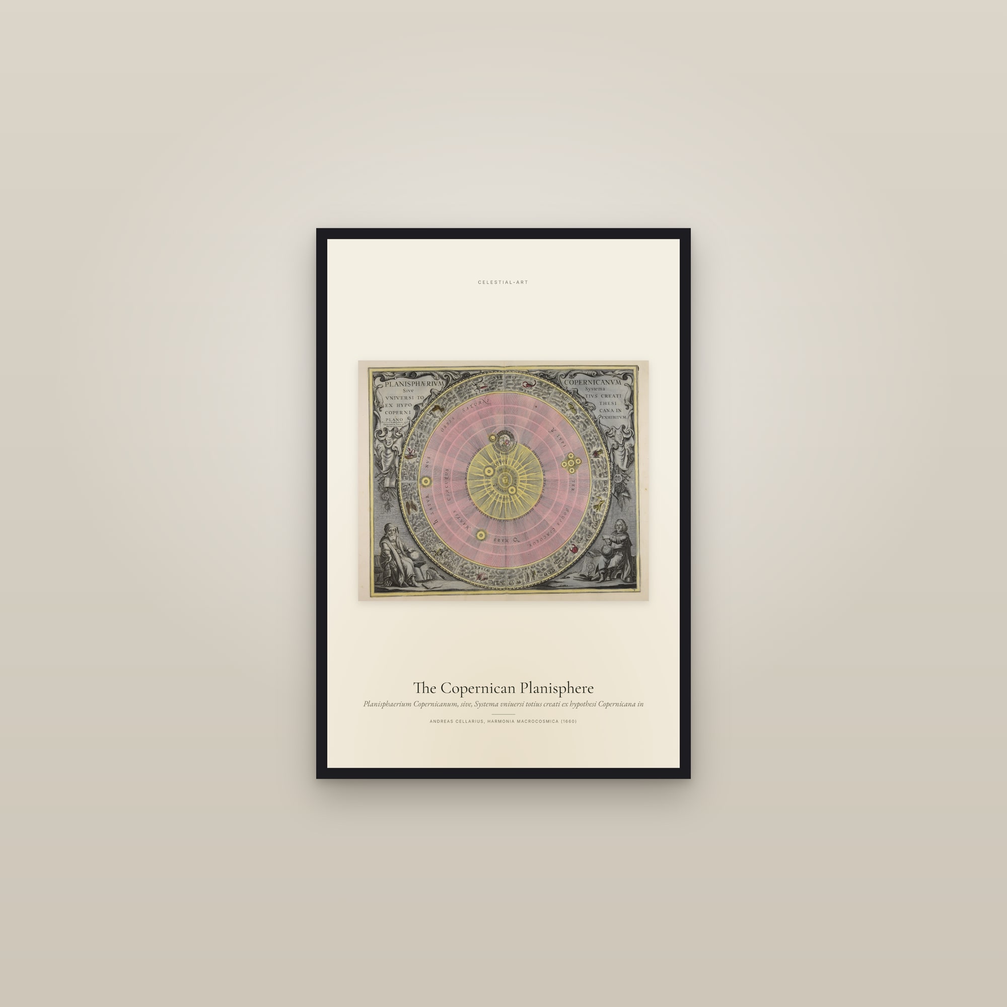 The Copernican Planisphere — framed in a gallery setting