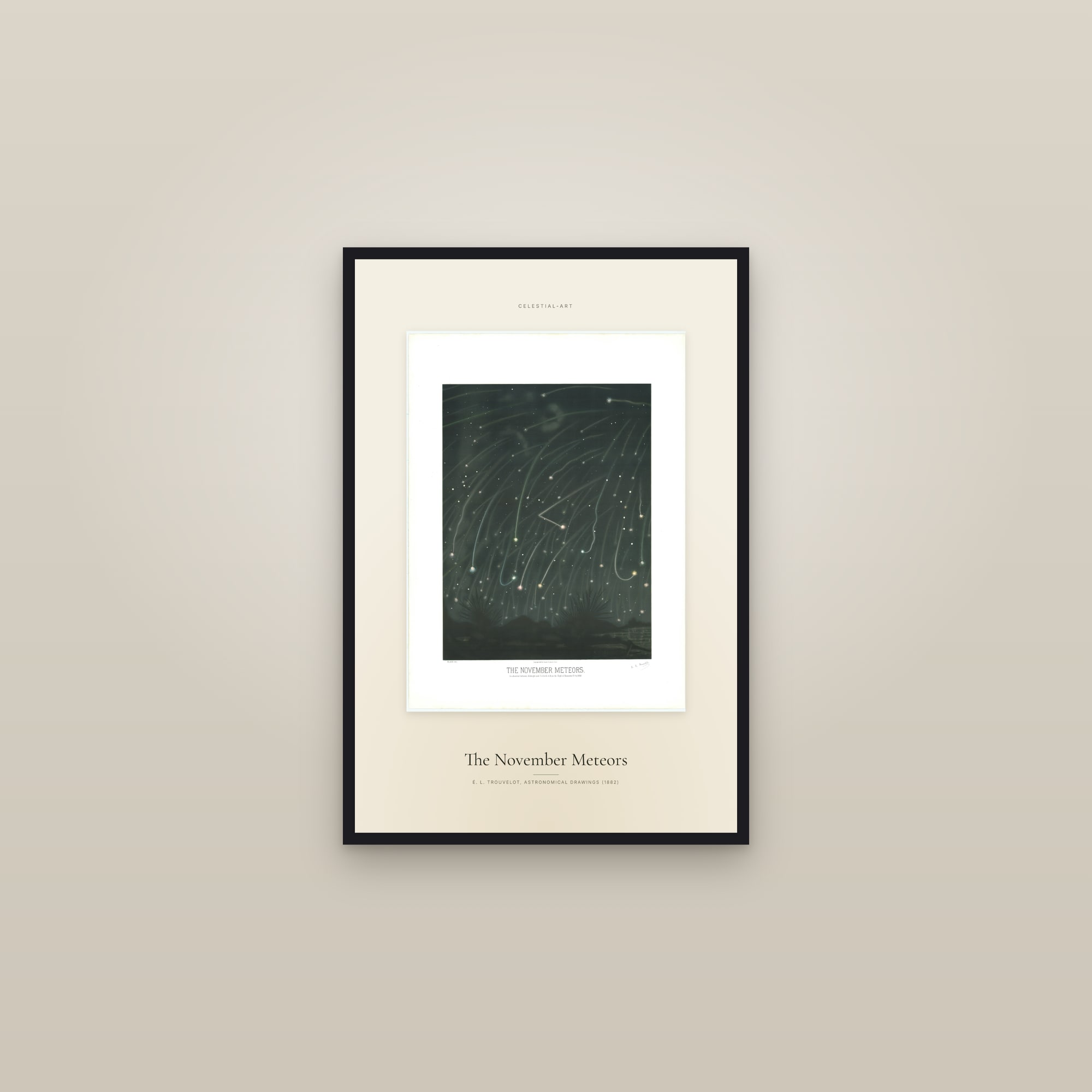 The November Meteors — Specimen — framed in a gallery setting