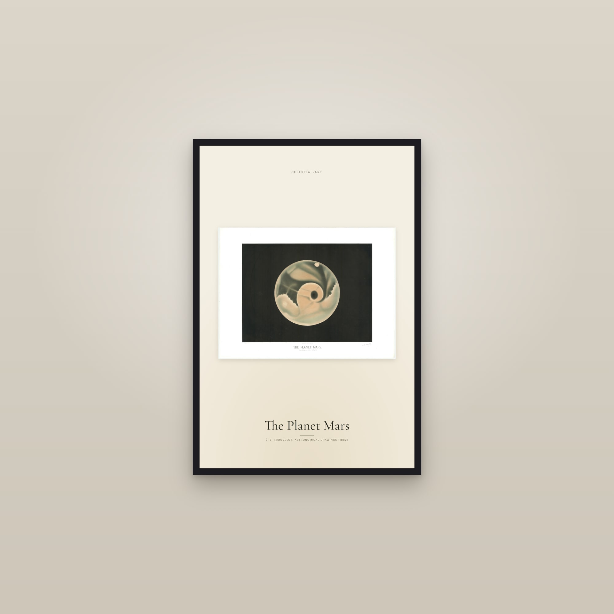 The Planet Mars — framed in a gallery setting