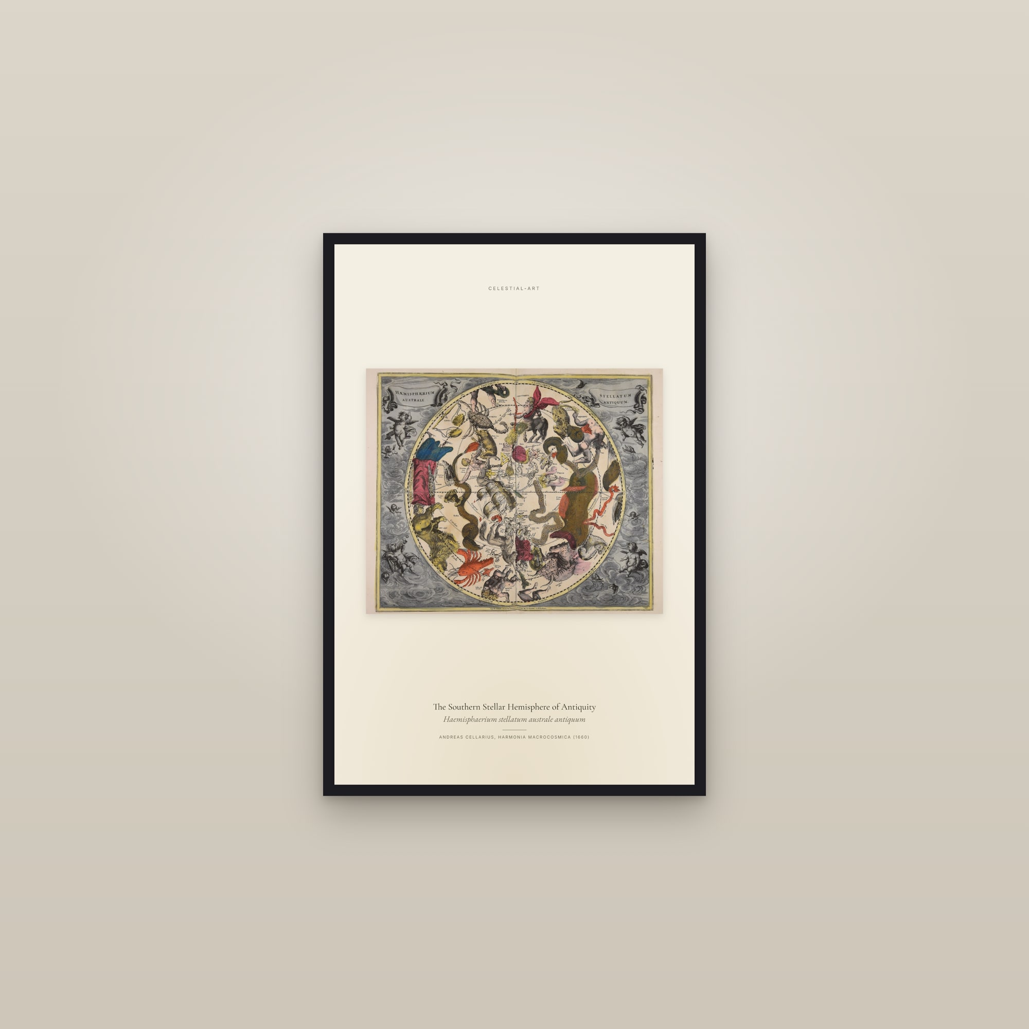 The Southern Stellar Hemisphere of Antiquity — framed in a gallery setting