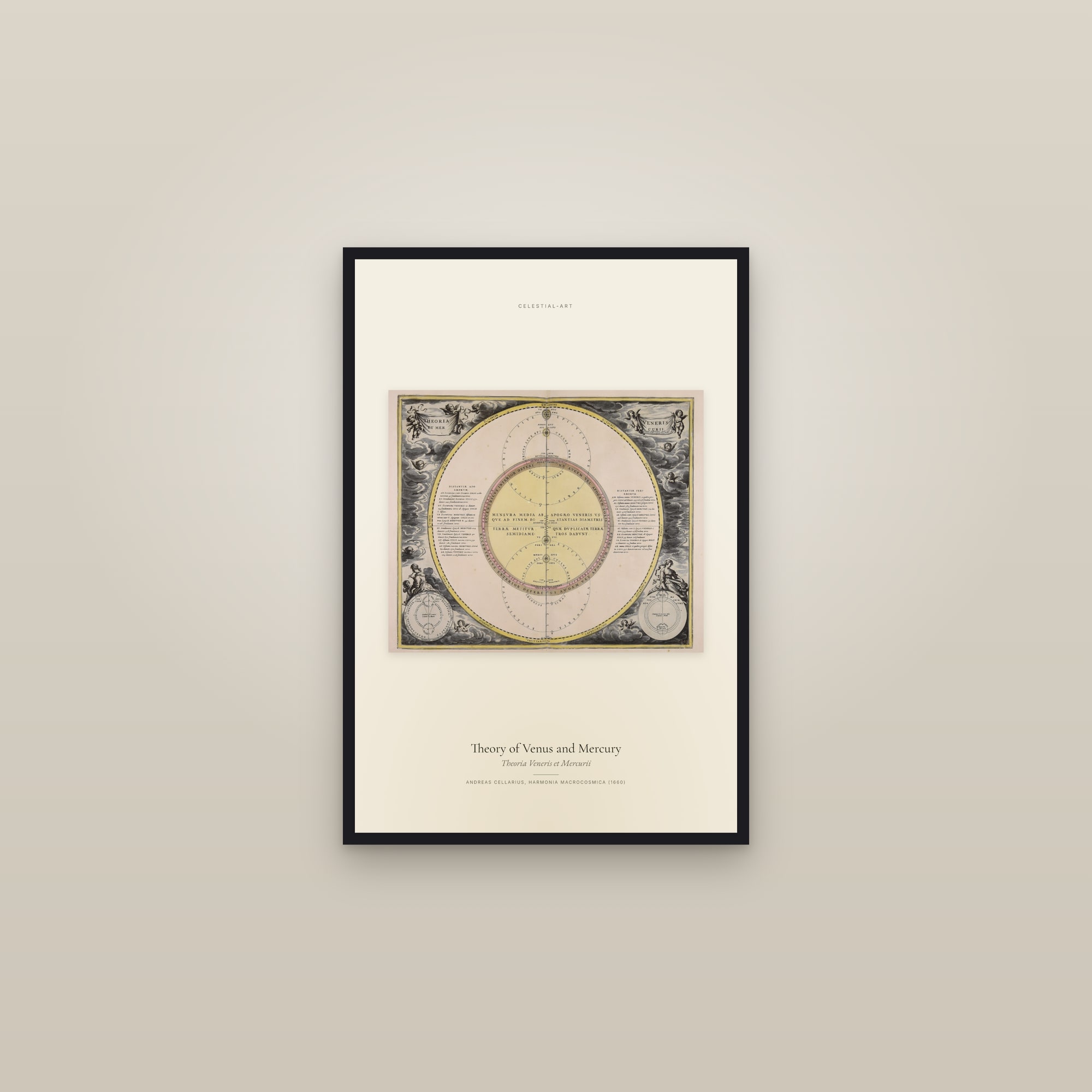 Theory of Venus and Mercury — framed in a gallery setting