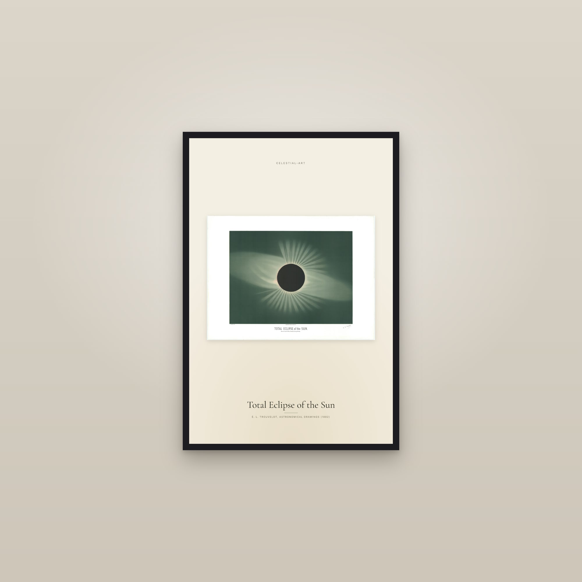 Total Eclipse of the Sun — framed in a gallery setting