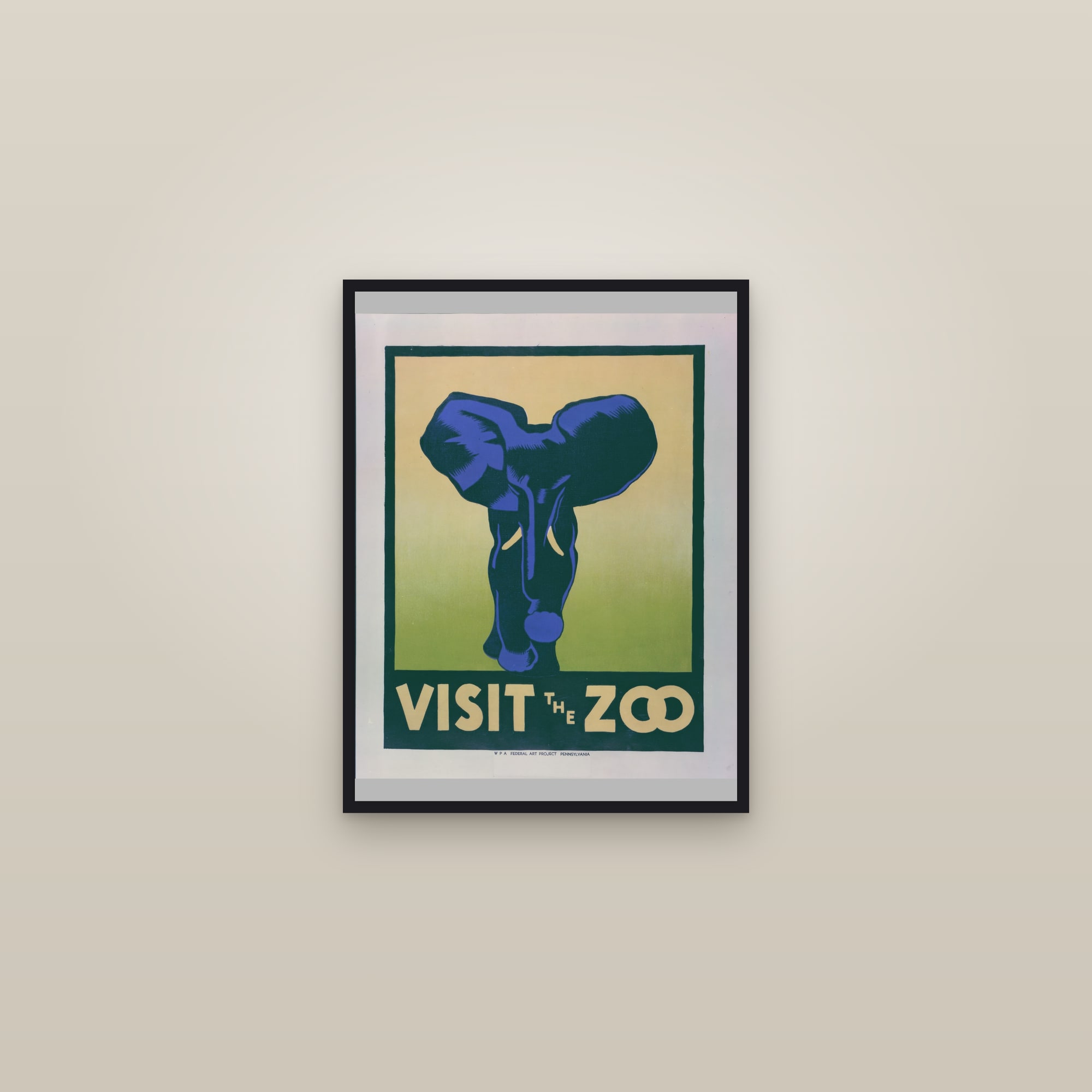 Visit the Zoo (Elephant) — framed in a gallery setting