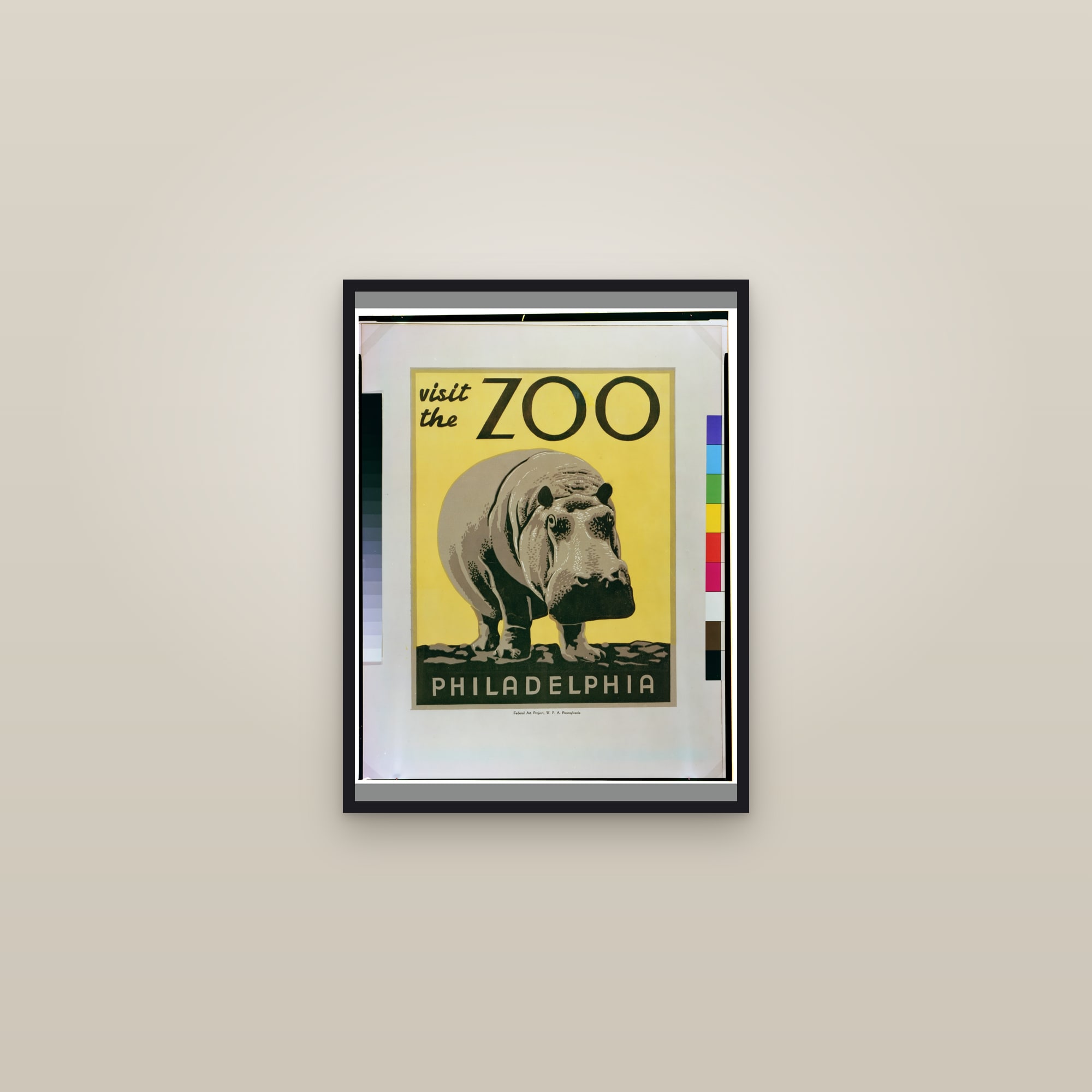 Visit the Zoo — Philadelphia (Hippopotamus) — framed in a gallery setting