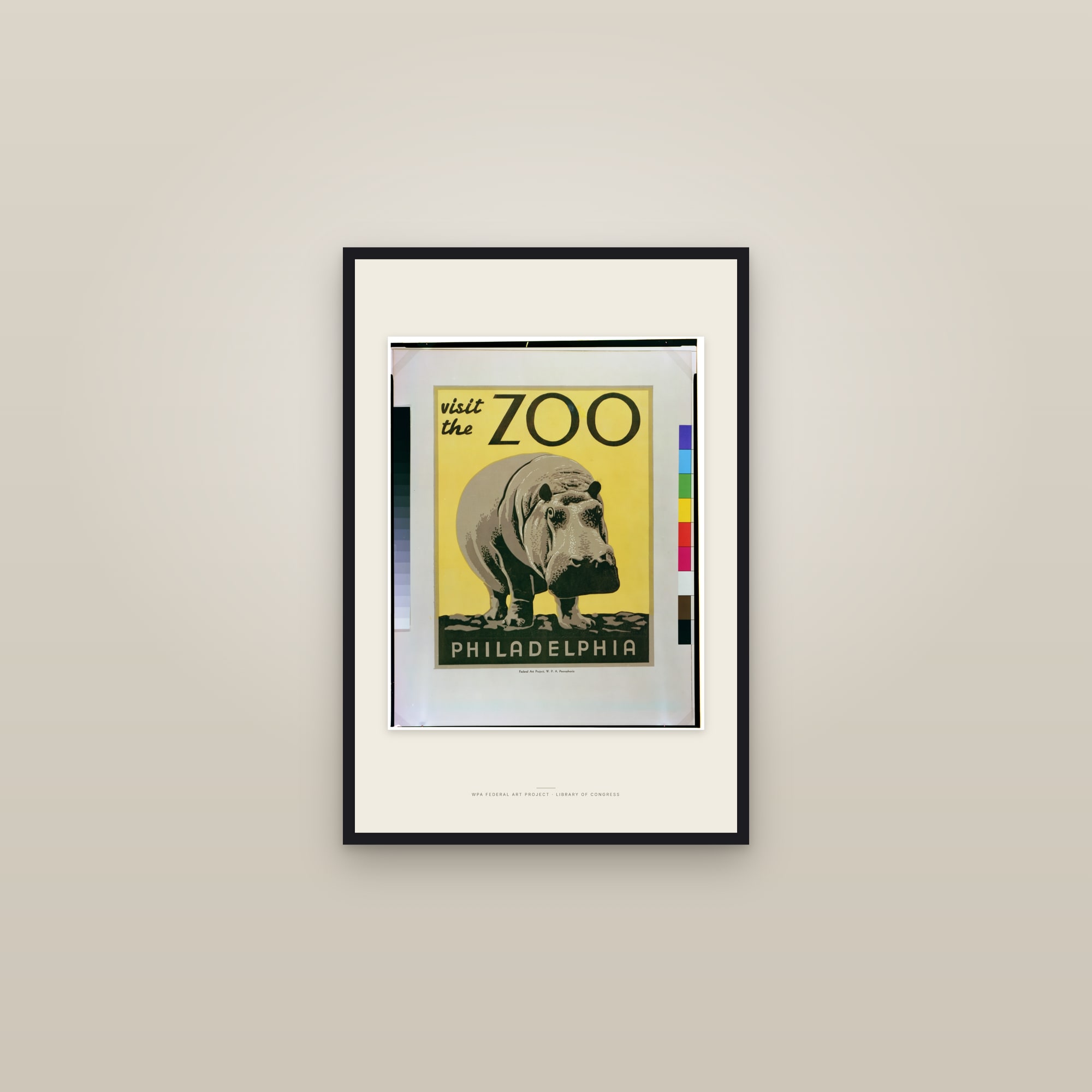 Visit the Zoo — Philadelphia (Hippopotamus) — framed in a gallery setting