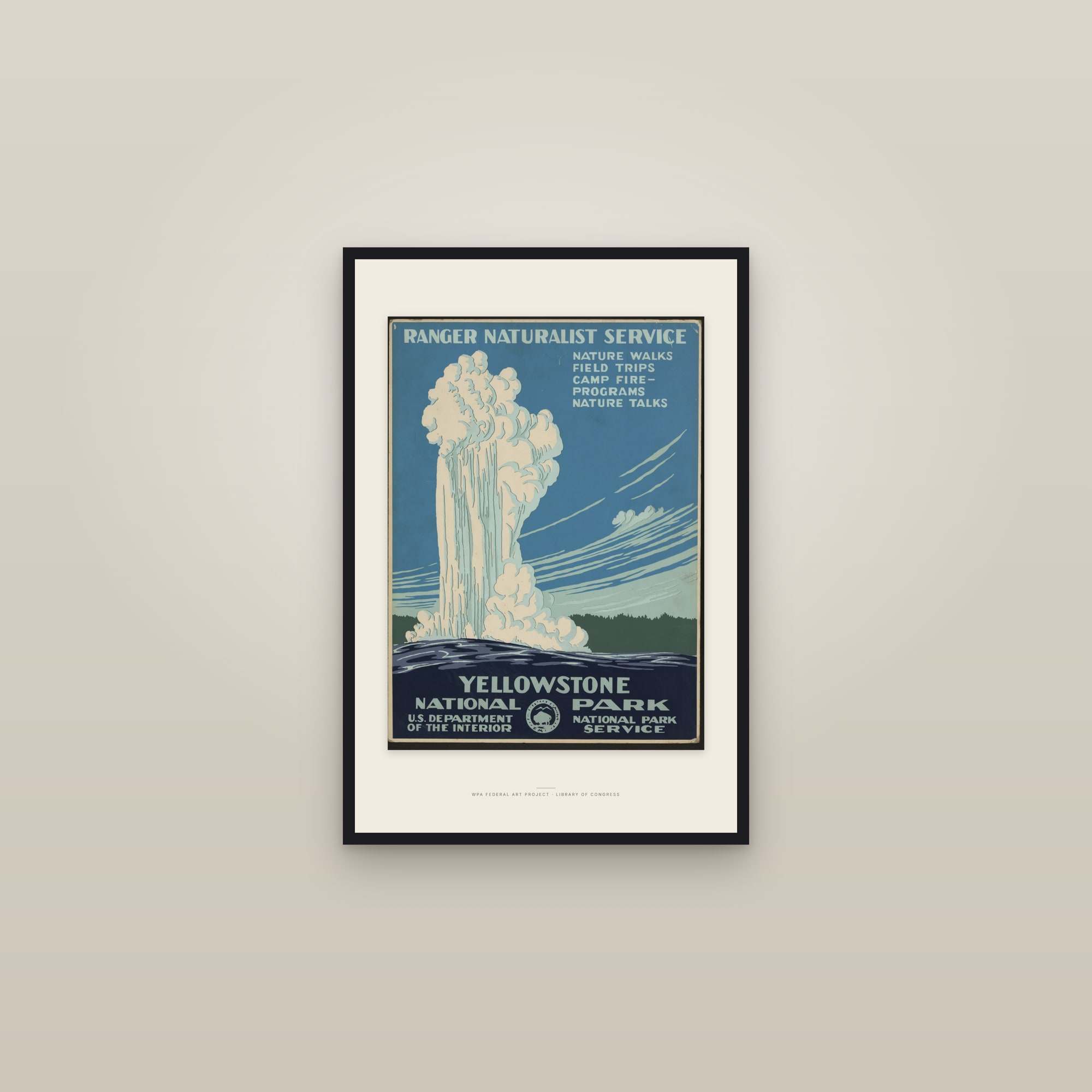 Yellowstone National Park (Old Faithful) — framed in a gallery setting