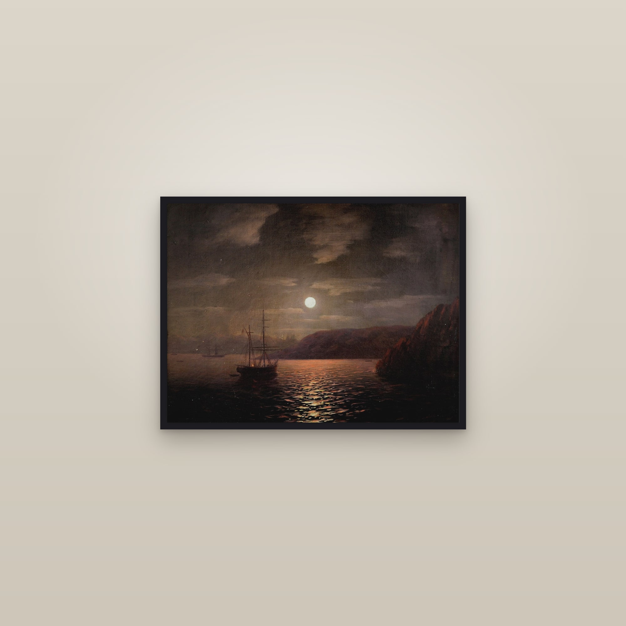 Moonlit Night on the Black Sea (Full) — Full-Bleed Edition — framed in a gallery setting