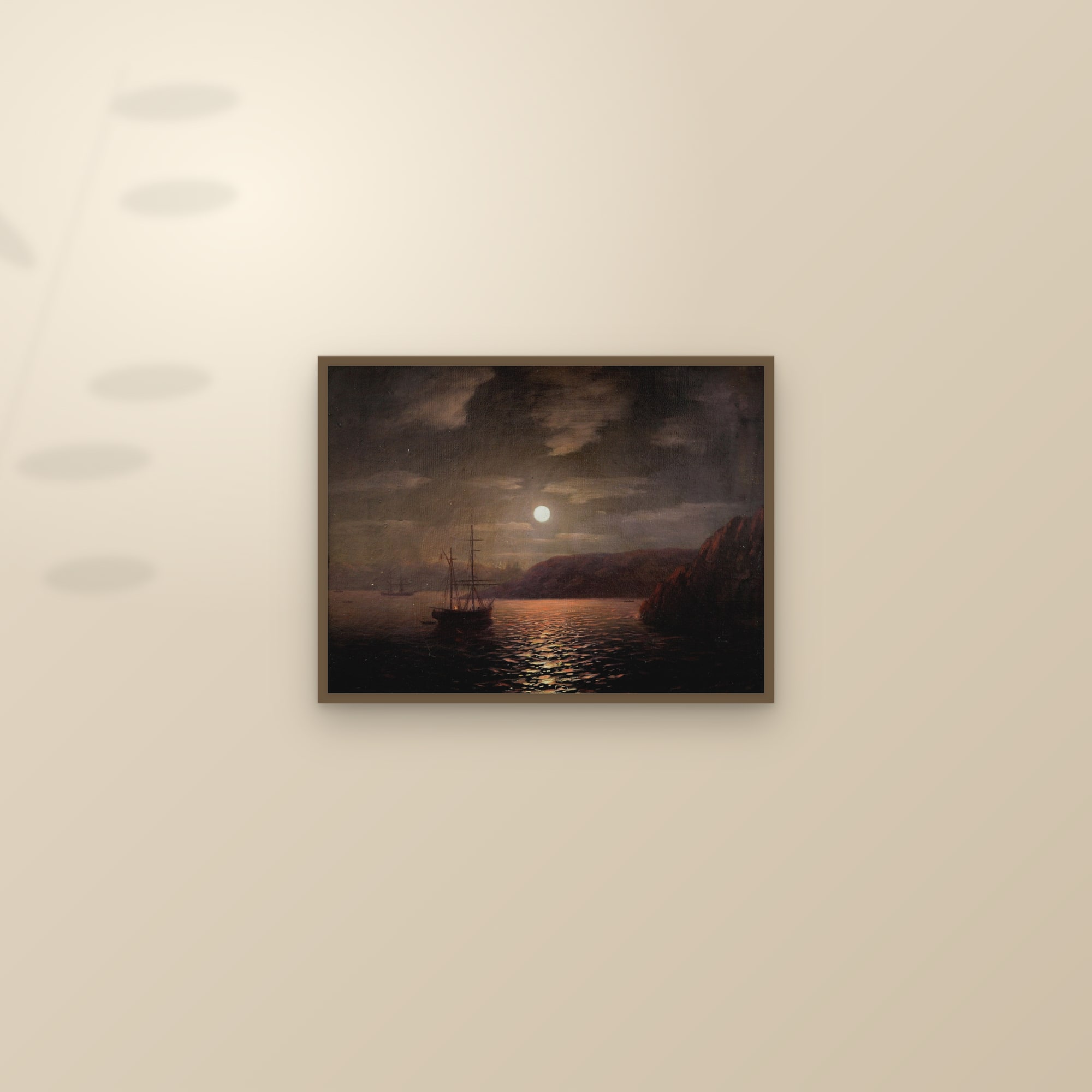 Moonlit Night on the Black Sea (Full) — Full-Bleed Edition — framed and styled on a sunlit wall