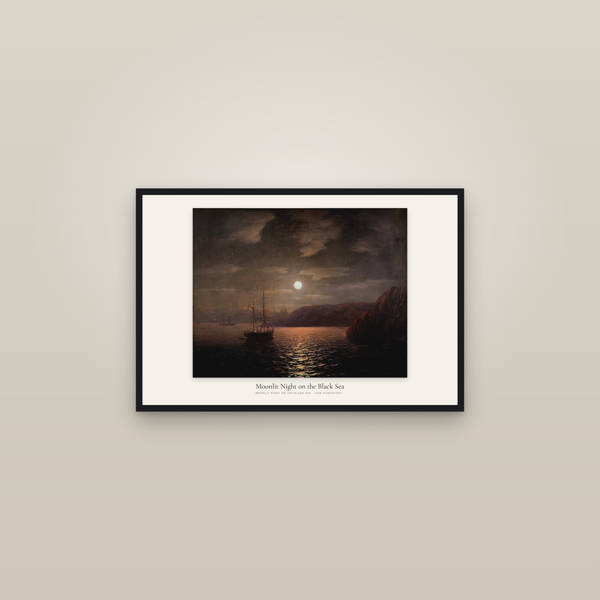 Moonlit Night on the Black Sea — framed in a gallery setting