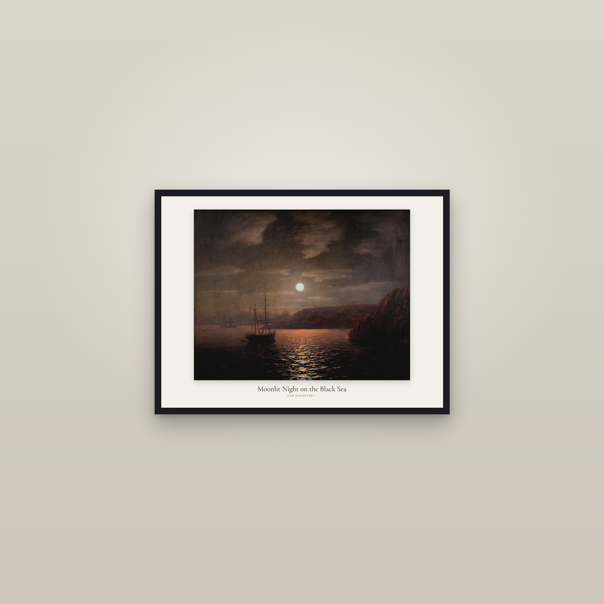 Moonlit Night on the Black Sea — framed in a gallery setting