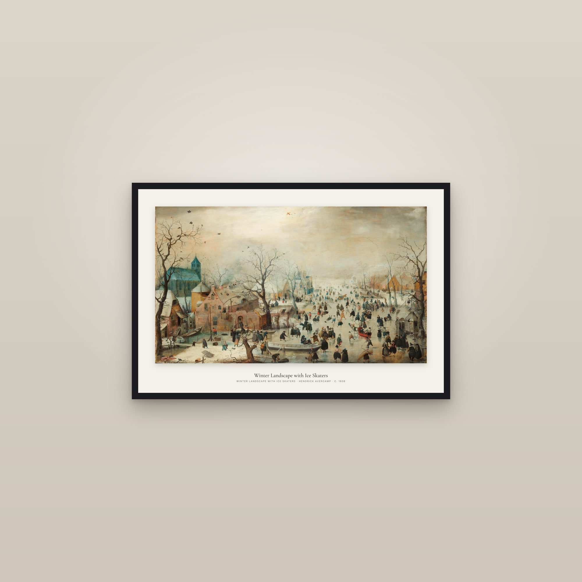 Winter Landscape with Ice Skaters — framed in a gallery setting