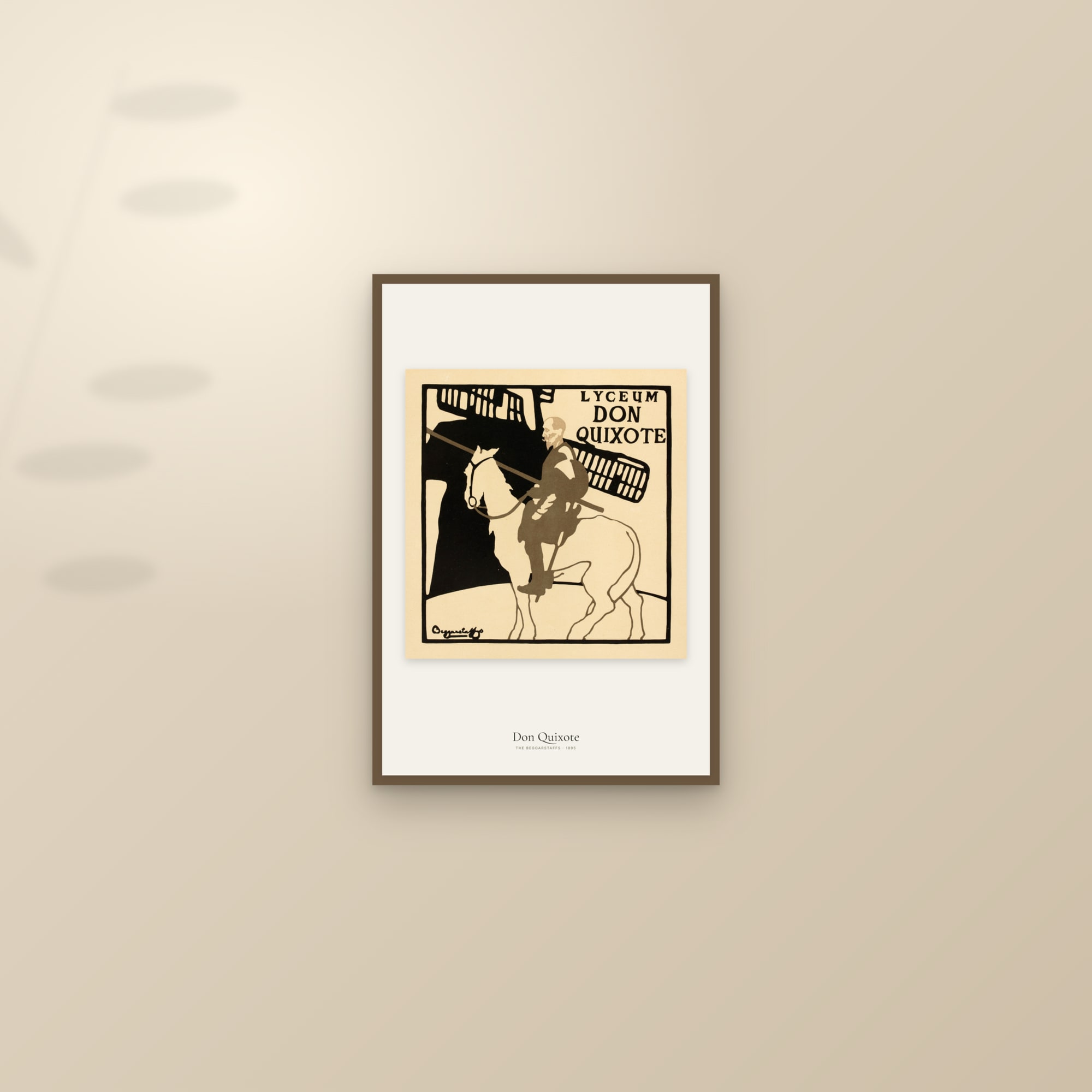 Don Quixote — framed and styled on a sunlit wall
