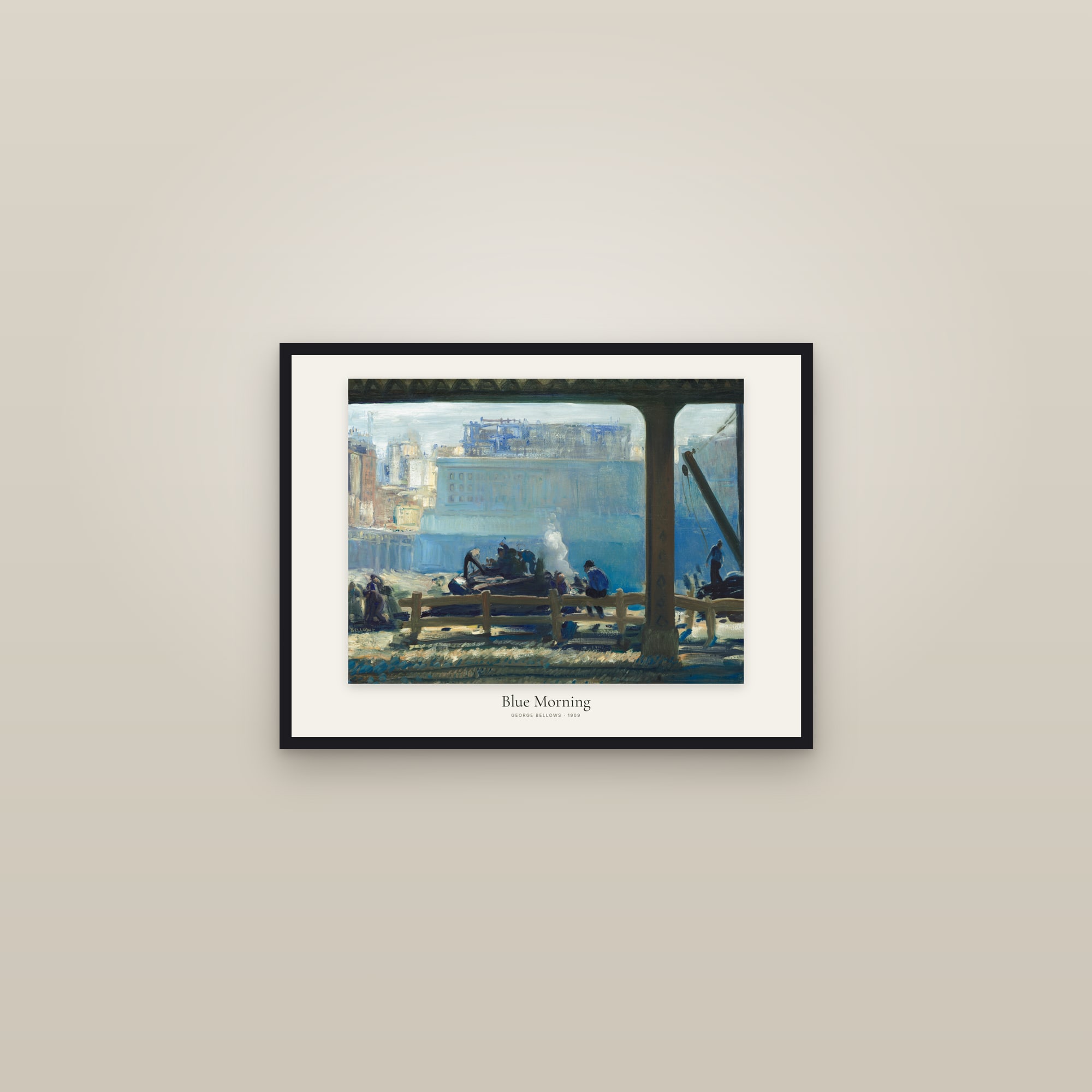 Blue Morning — framed in a gallery setting