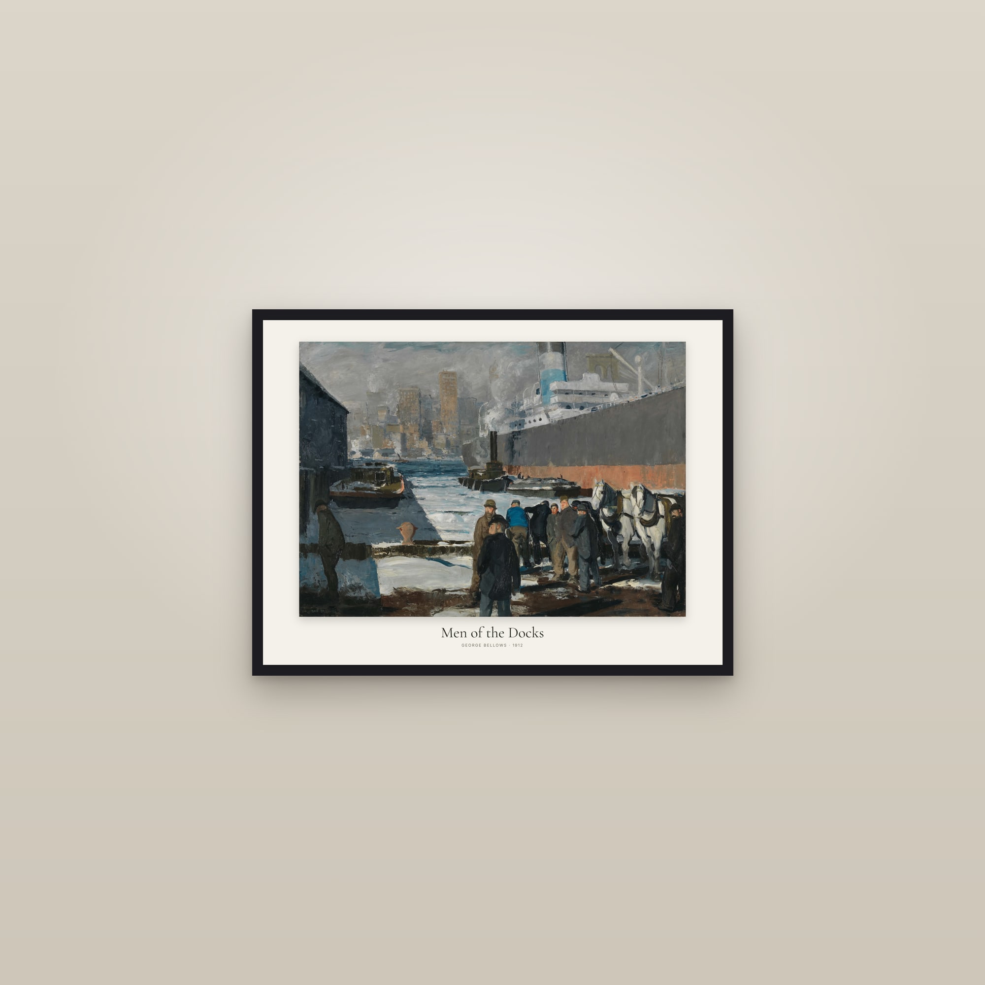 Men of the Docks — framed in a gallery setting