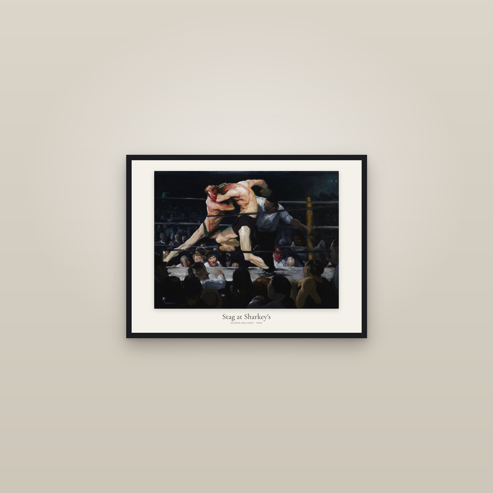 Stag at Sharkey's — framed in a gallery setting