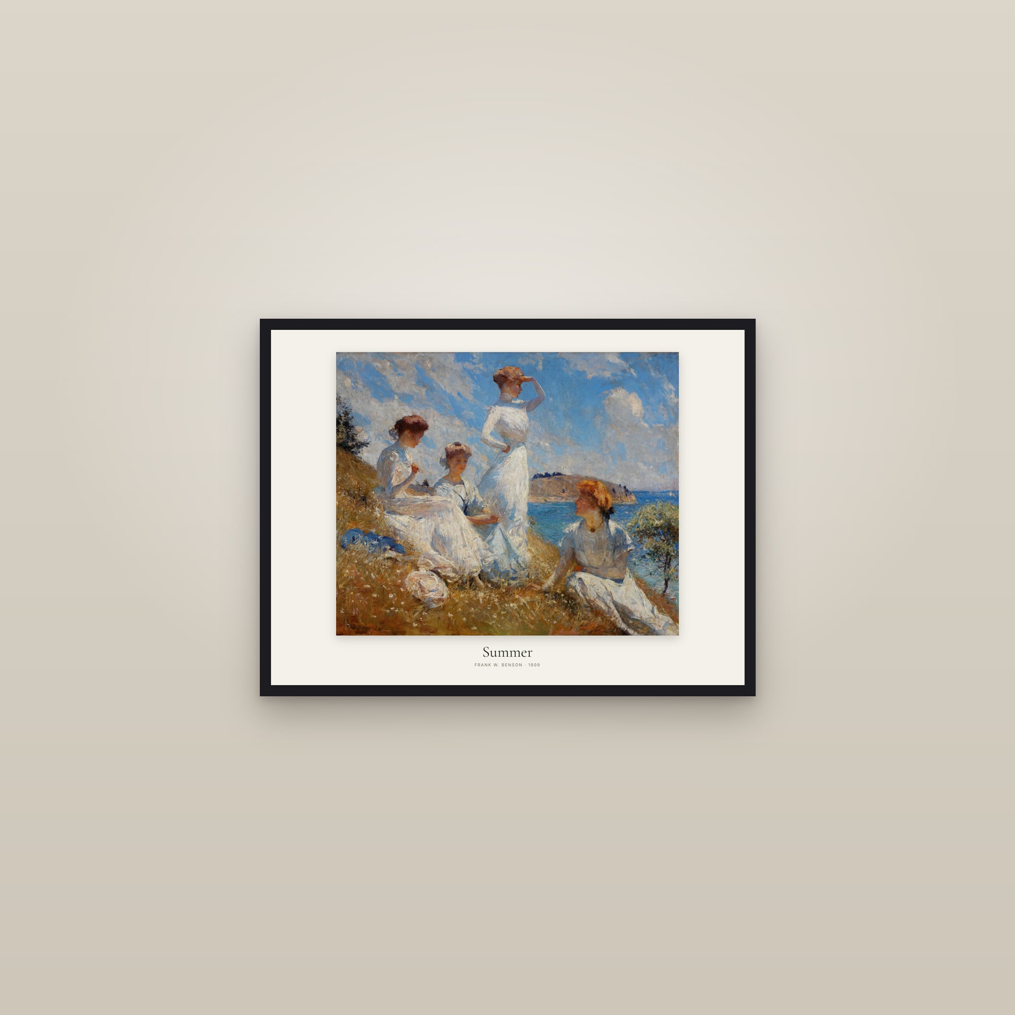 Summer (Benson, 1909) — framed in a gallery setting