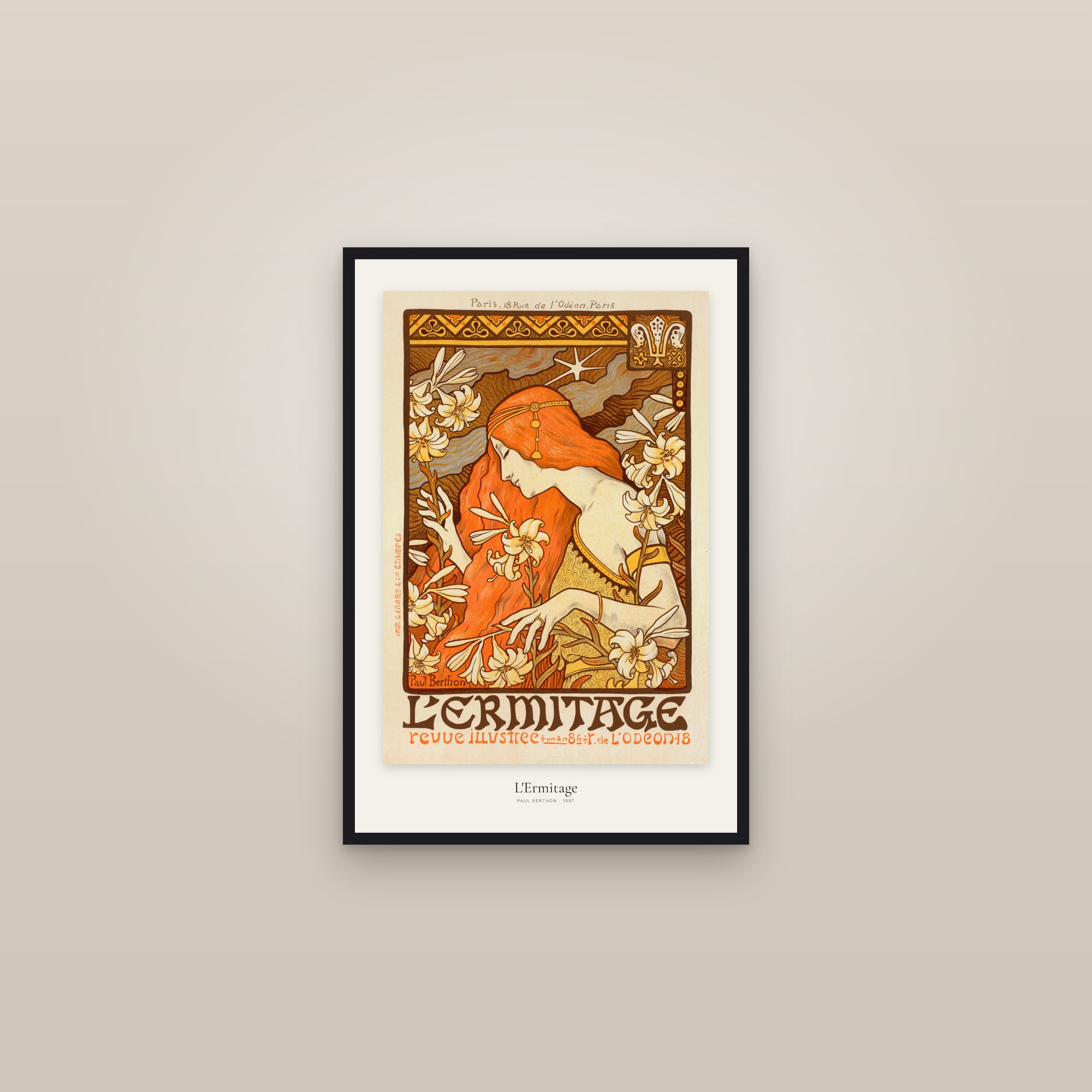 L'Ermitage — framed in a gallery setting