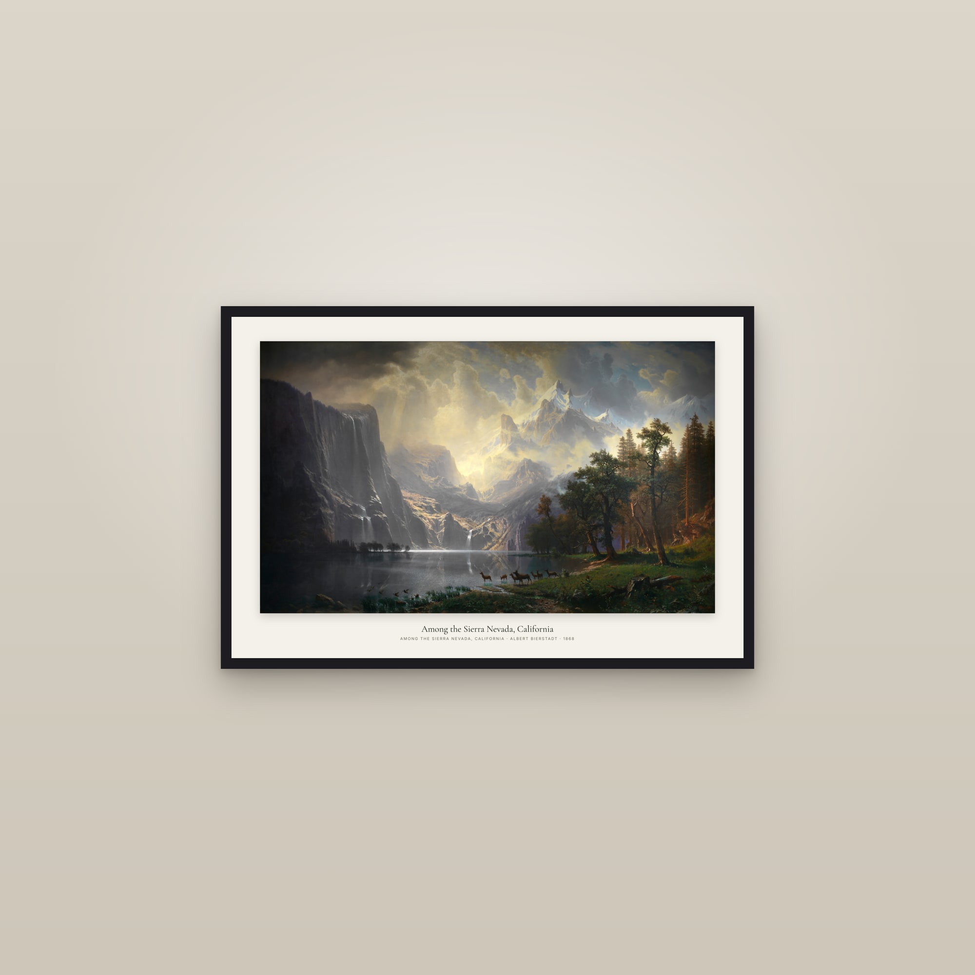 Among the Sierra Nevada, California — framed in a gallery setting