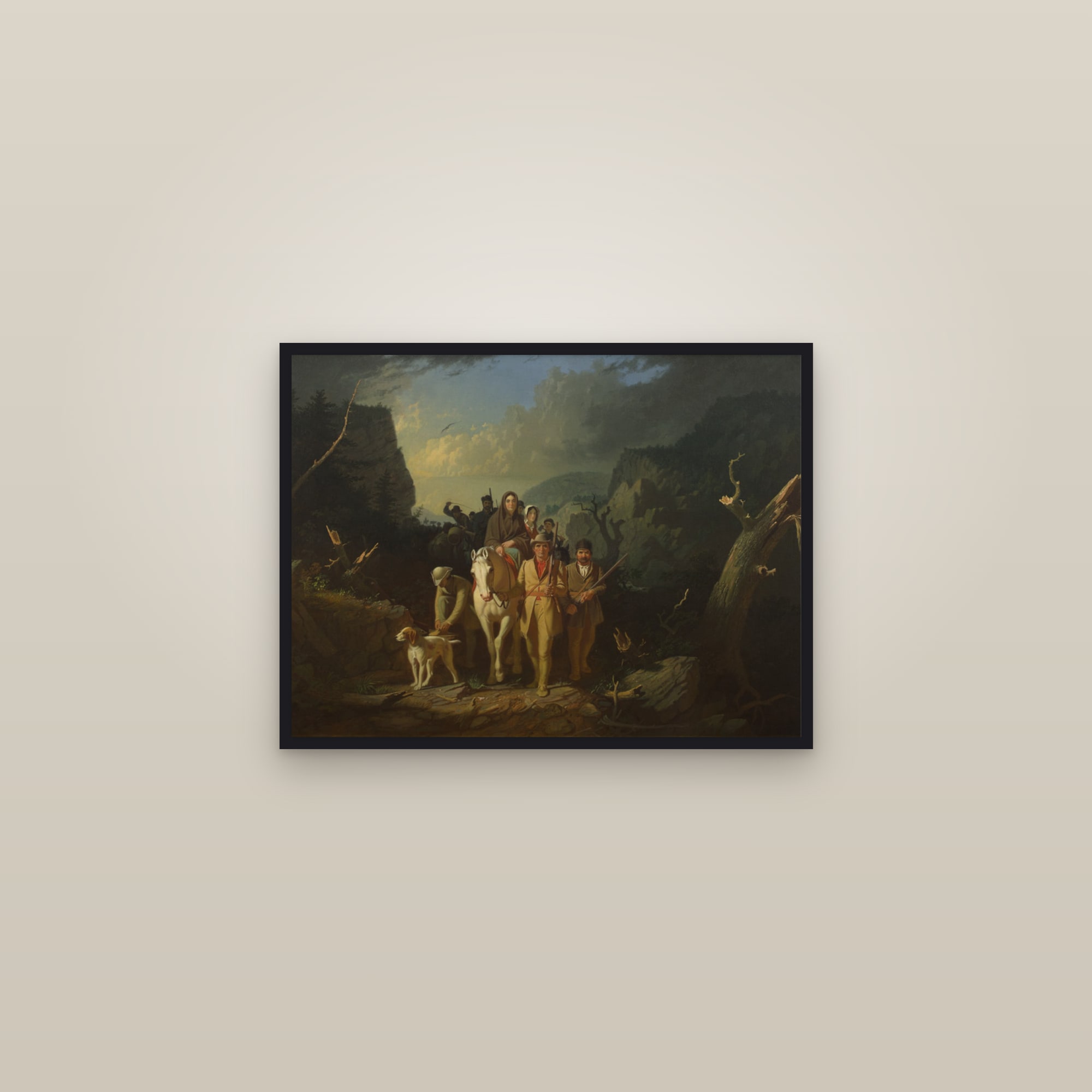 Daniel Boone Escorting Settlers through the Cumberland Gap (Full) — Full-Bleed Edition — framed in a gallery setting