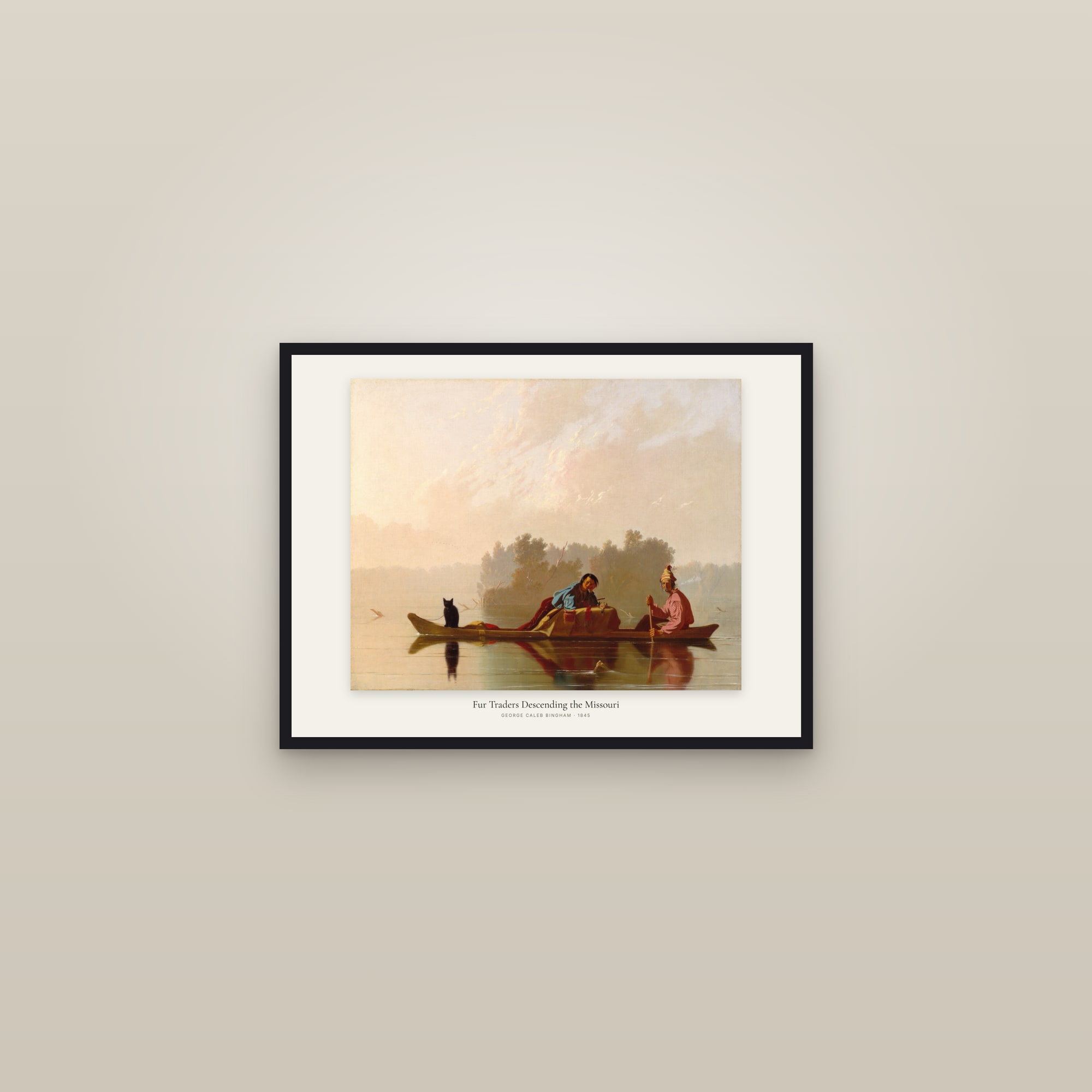 Fur Traders Descending the Missouri — framed in a gallery setting