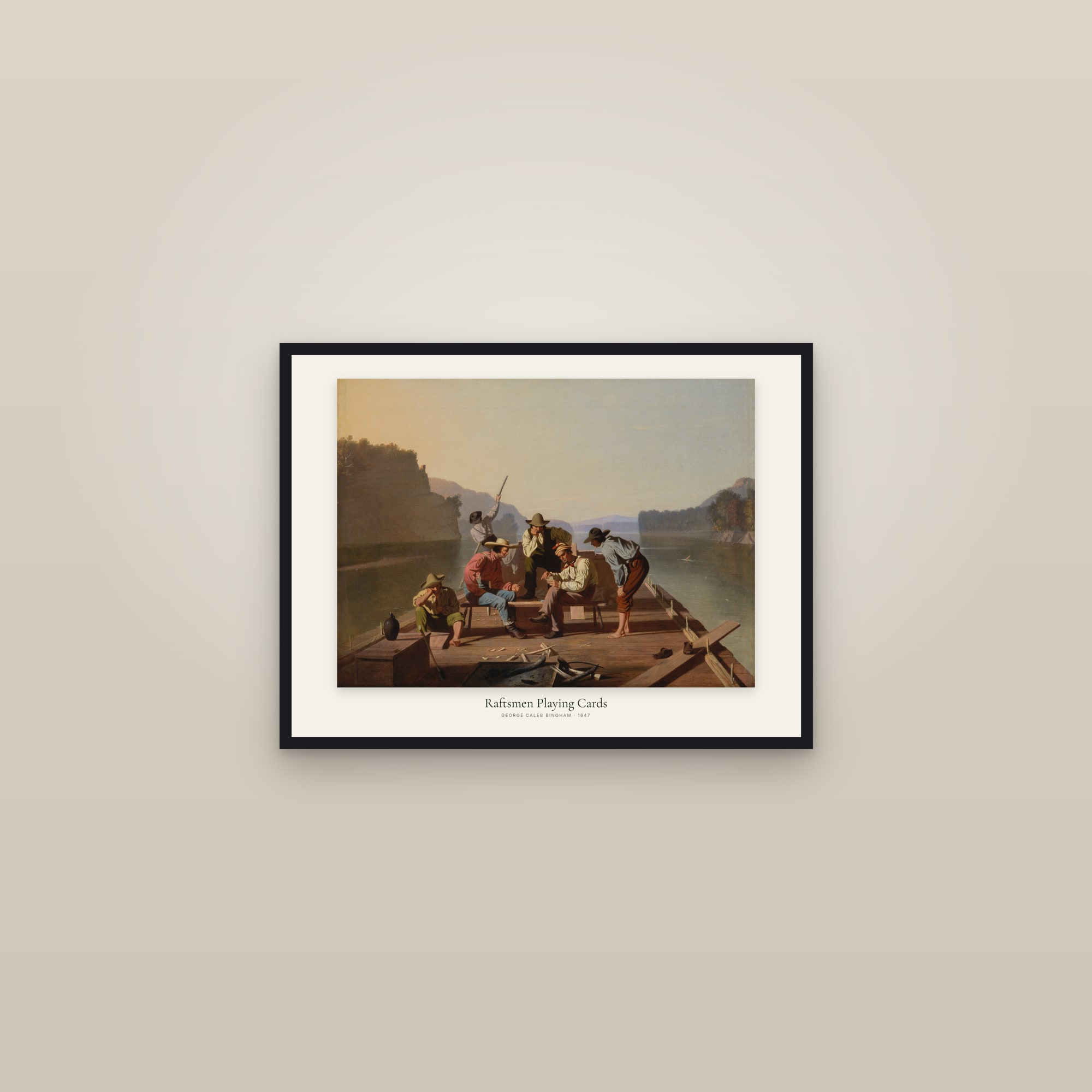 Raftsmen Playing Cards — framed in a gallery setting