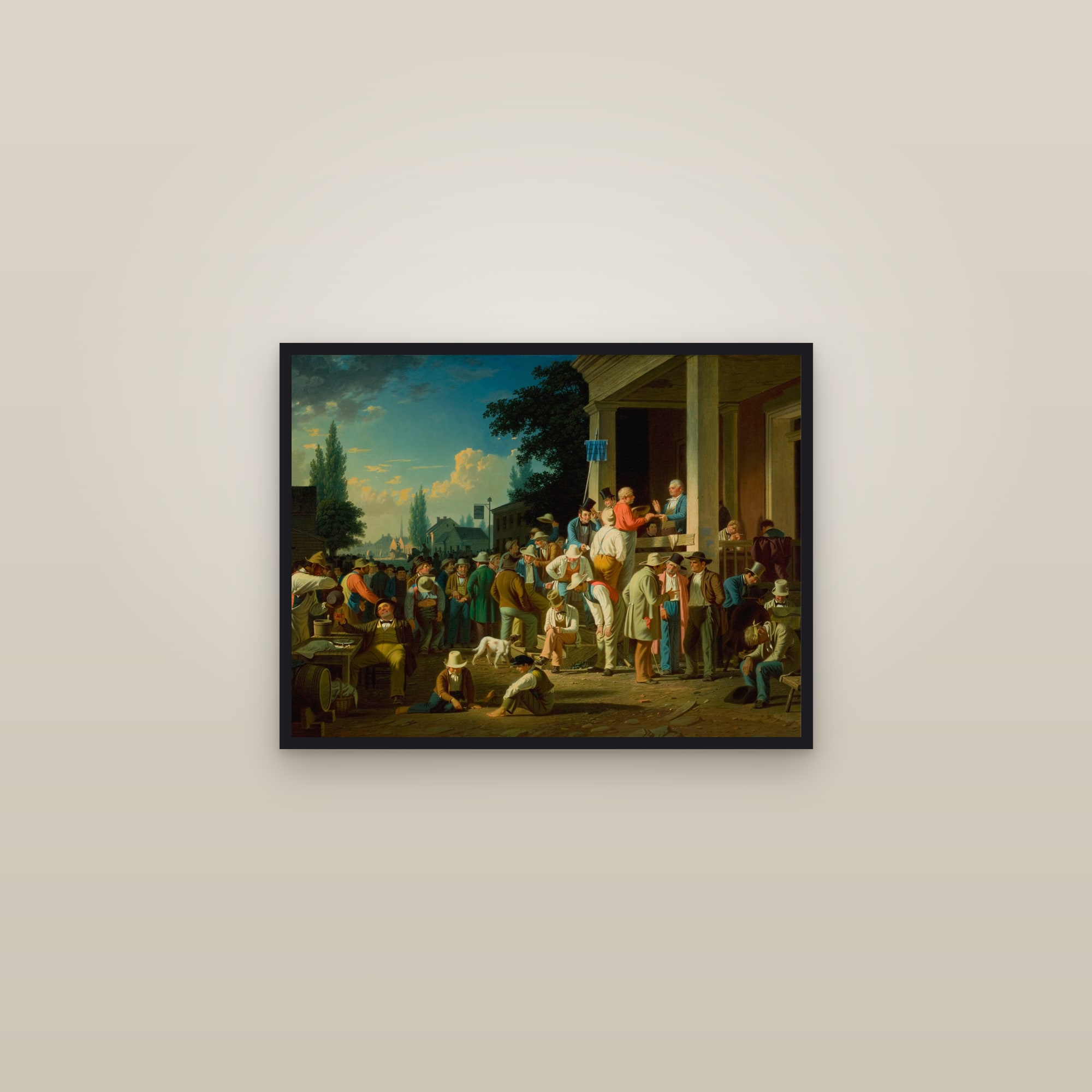 The County Election (Full) — Full-Bleed Edition — framed in a gallery setting