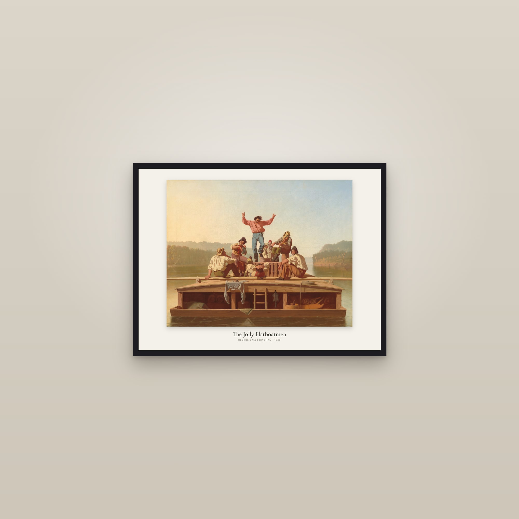 The Jolly Flatboatmen — framed in a gallery setting