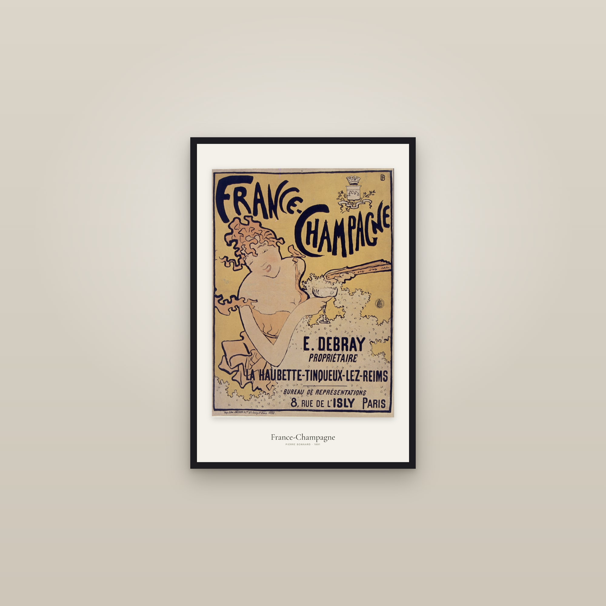 France-Champagne — framed in a gallery setting