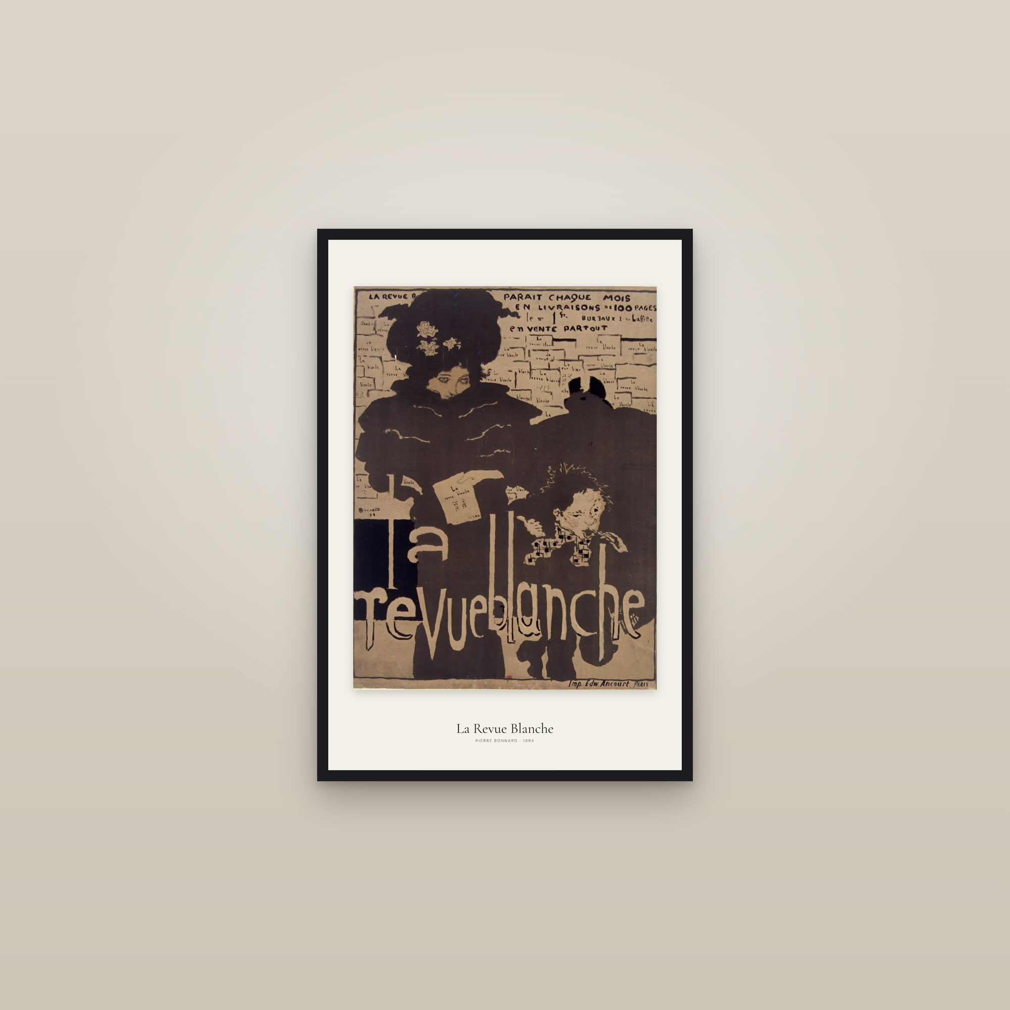 La Revue Blanche (Bonnard) — framed in a gallery setting