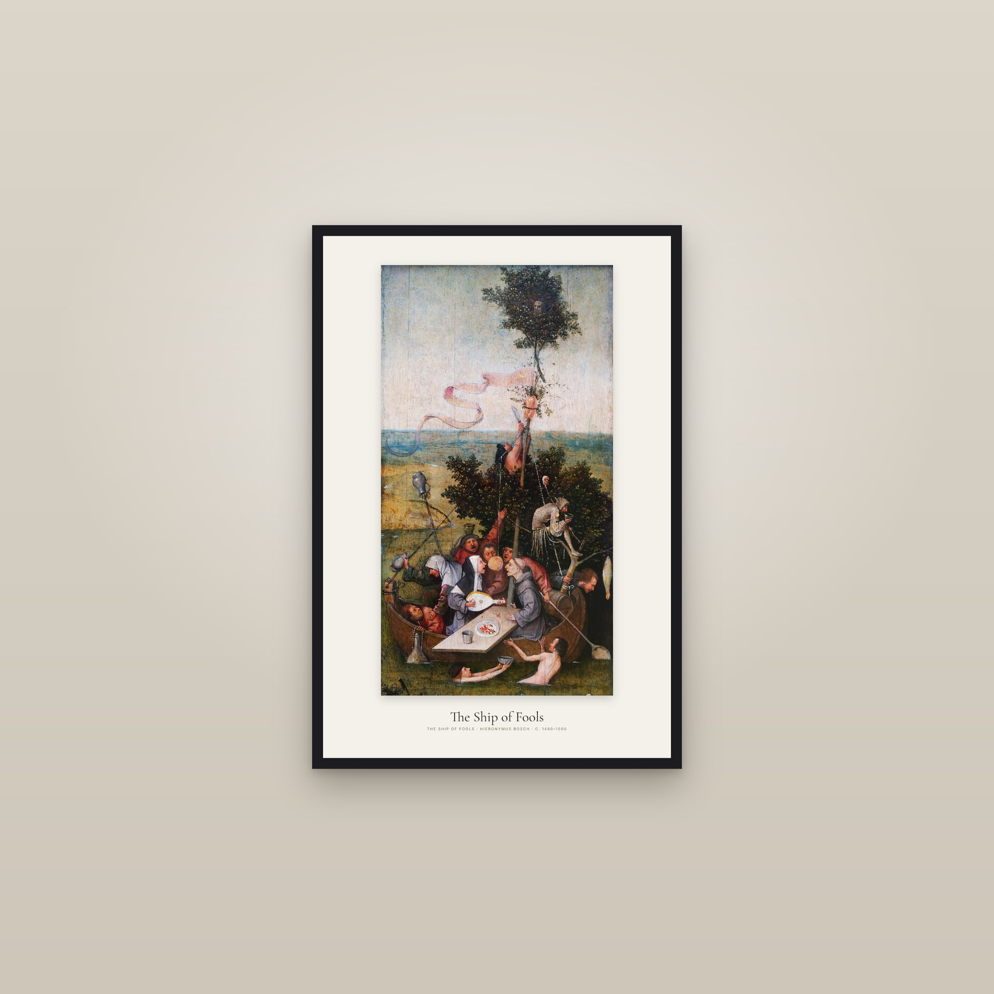 The Ship of Fools — framed in a gallery setting
