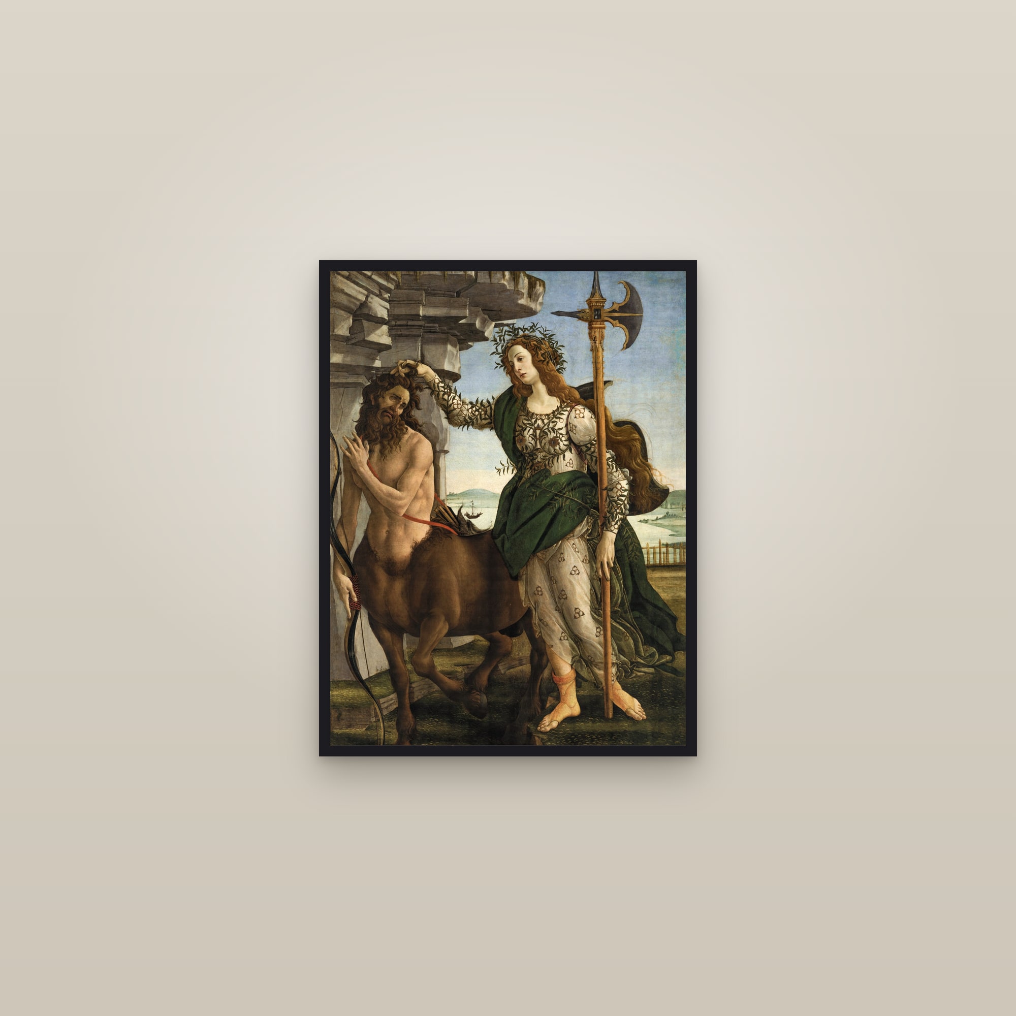 Pallas and the Centaur (Full) — Full-Bleed Edition — framed in a gallery setting