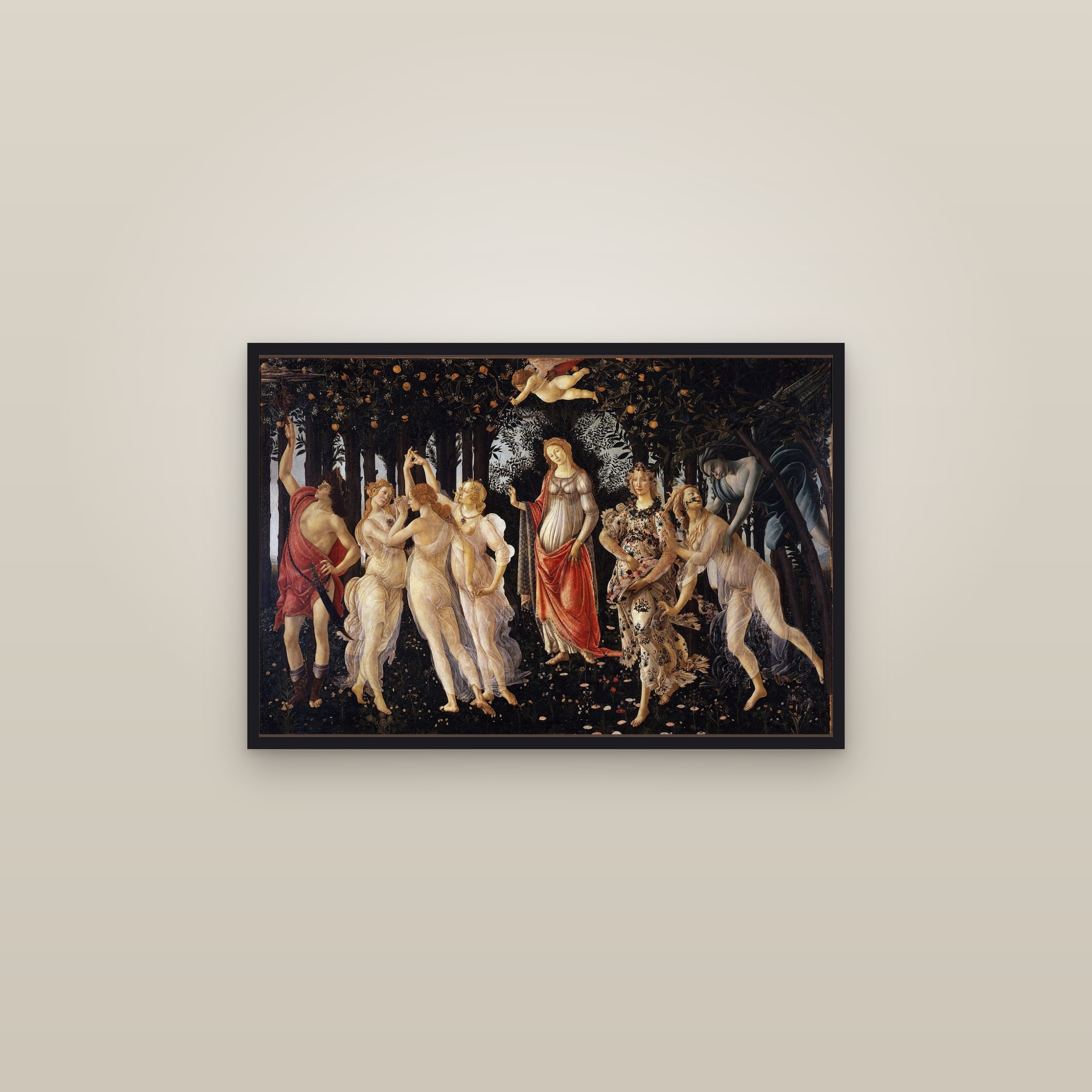Primavera (Full) — Full-Bleed Edition — framed in a gallery setting