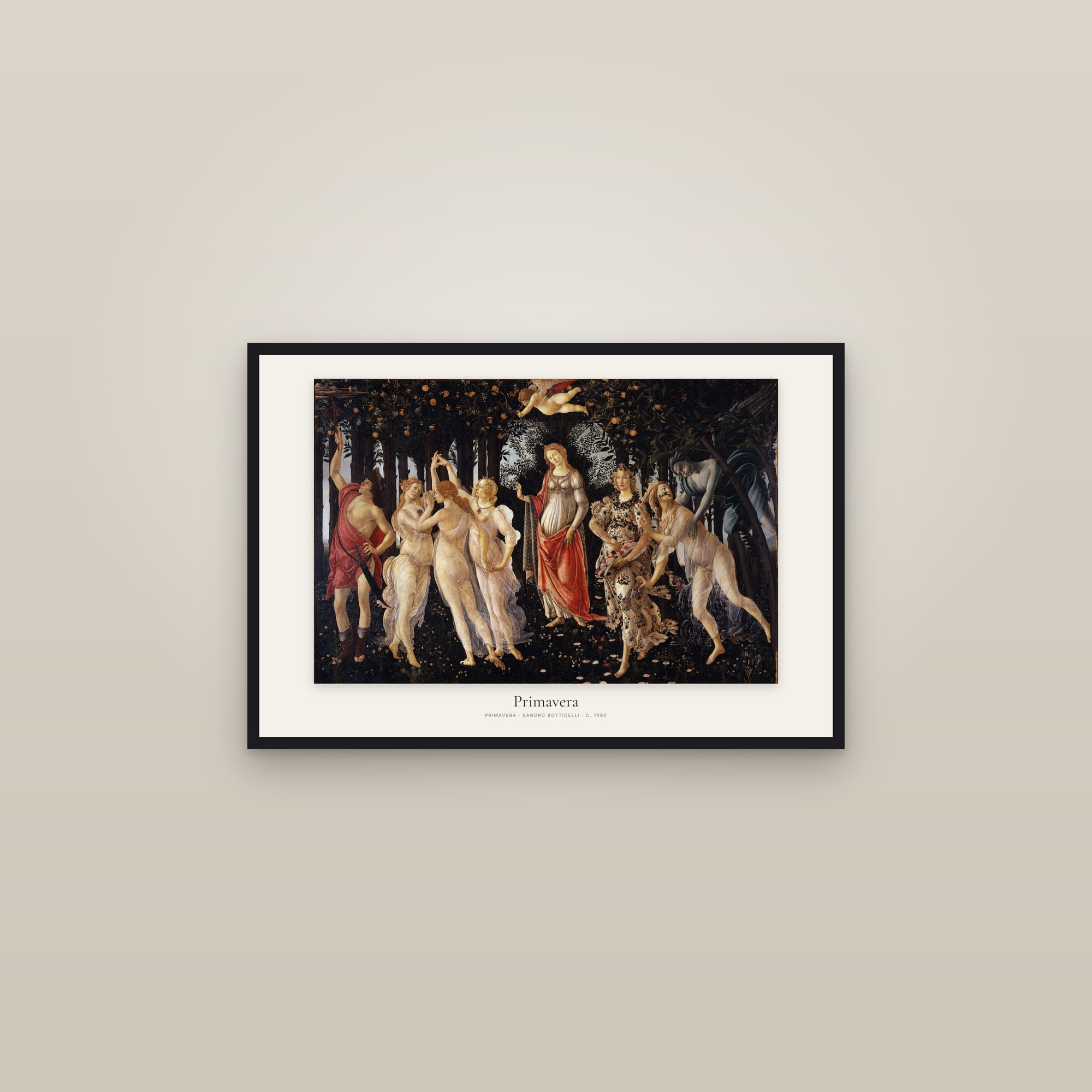 Primavera — framed in a gallery setting