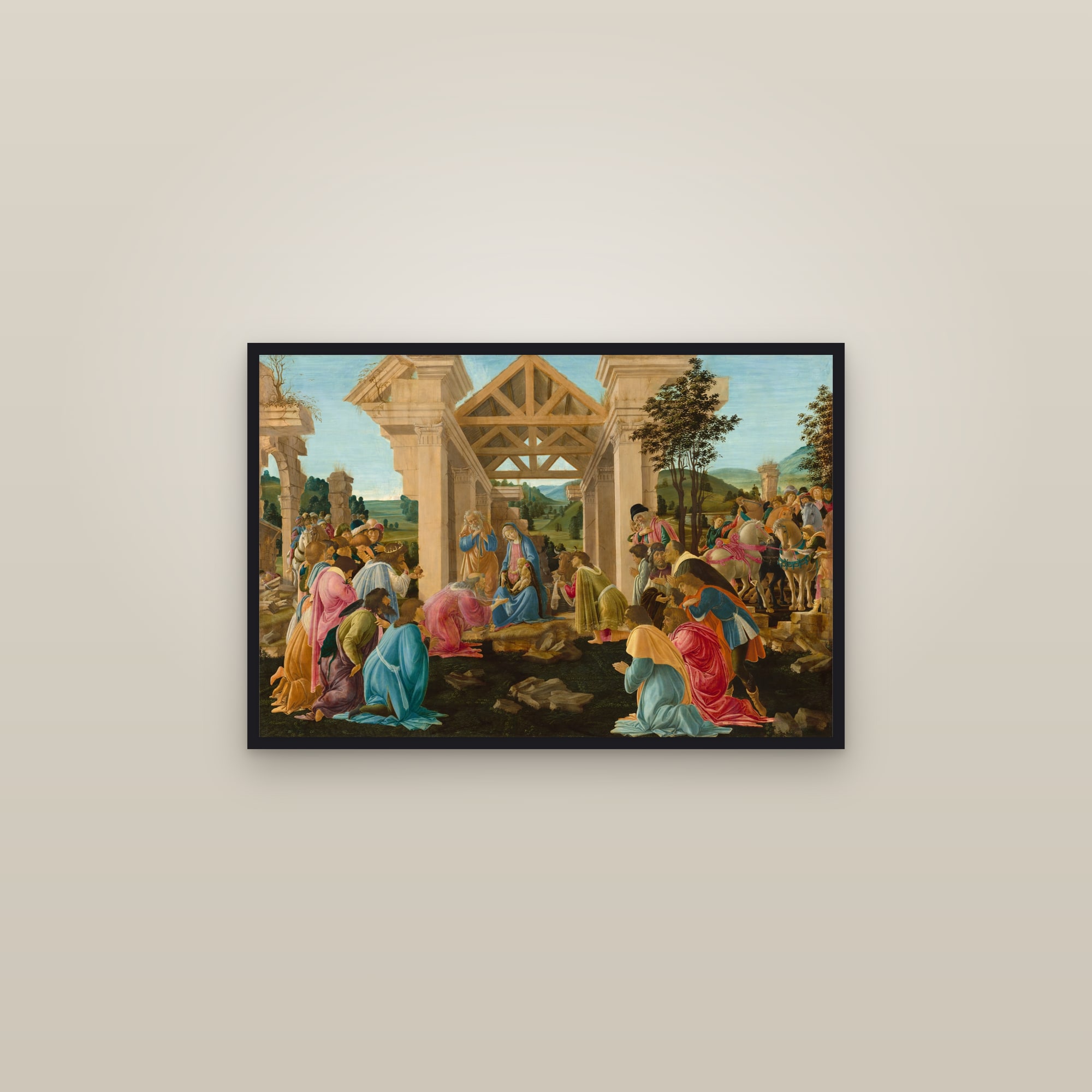 The Adoration of the Magi (Full) — Full-Bleed Edition — framed in a gallery setting