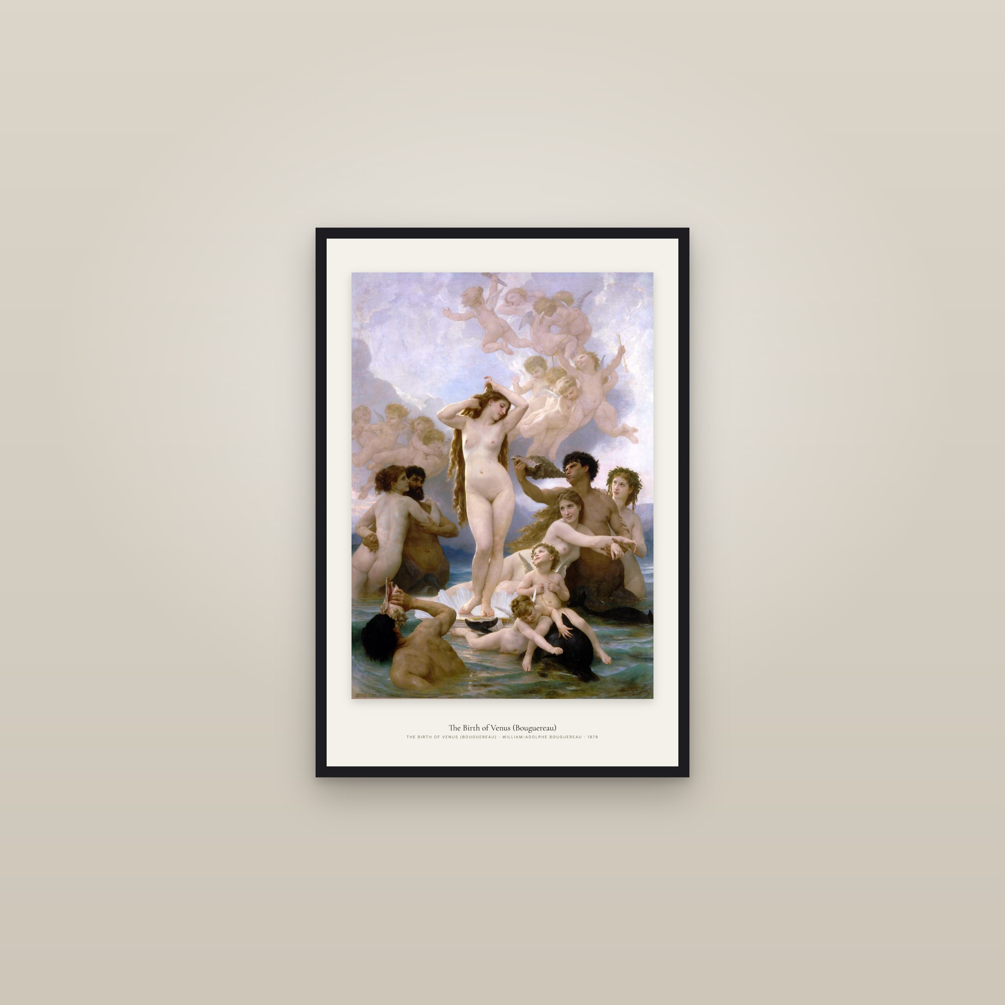 The Birth of Venus (Bouguereau) — framed in a gallery setting